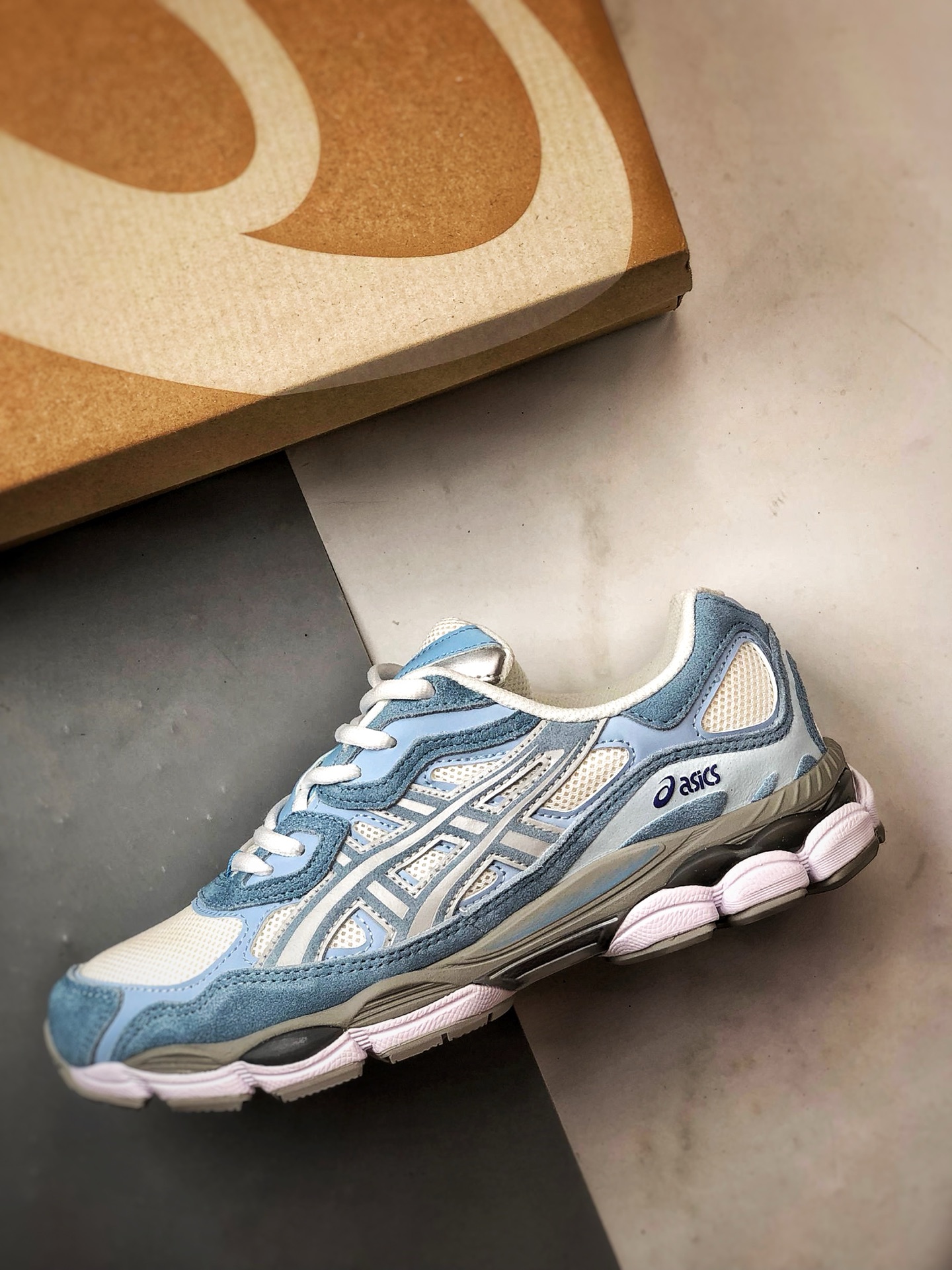 200 Asics Gel-NYC 复古单品 蓝灰色 亚瑟士新款厚底街头运动休闲鞋