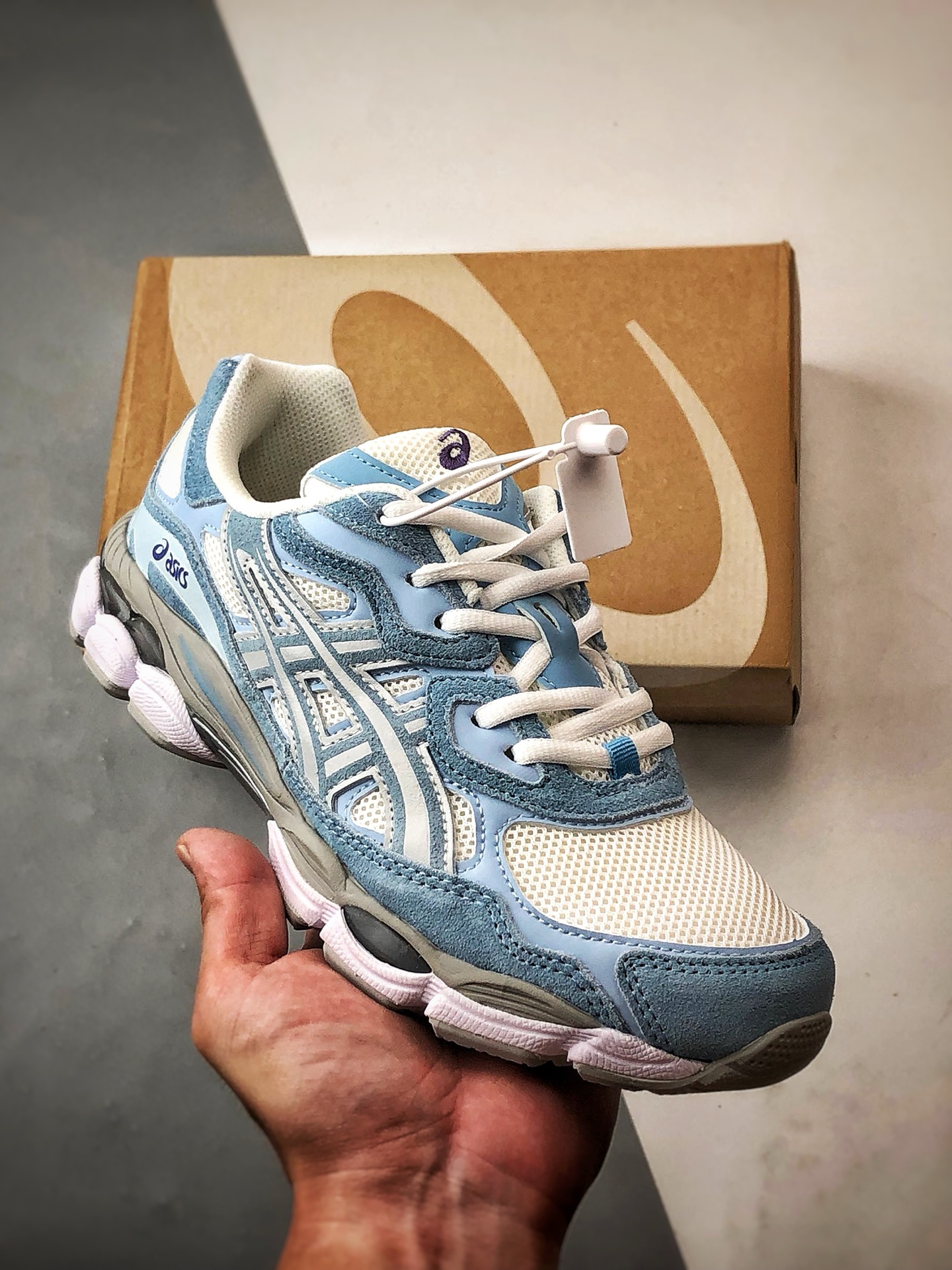 200 Asics Gel-NYC 复古单品 蓝灰色 亚瑟士新款厚底街头运动休闲鞋