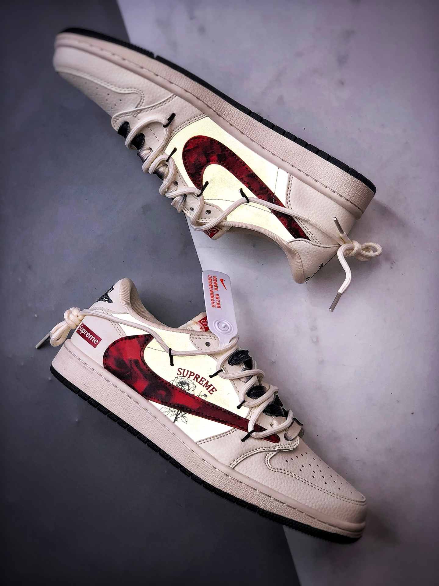 Air Jordan 1 Low OG ”高端定制” Sup白黑红倒钩解构 DM6868-109
