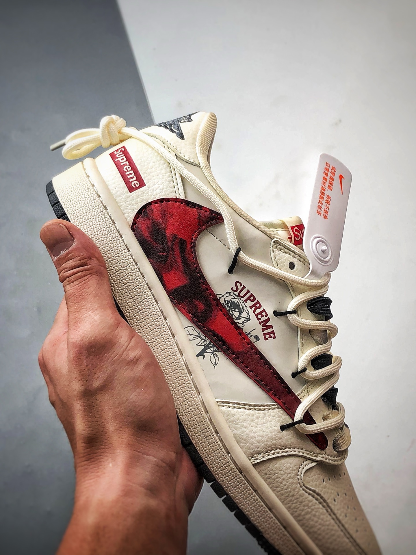 Air Jordan 1 Low OG ”高端定制” Sup白黑红倒钩解构 DM6868-109