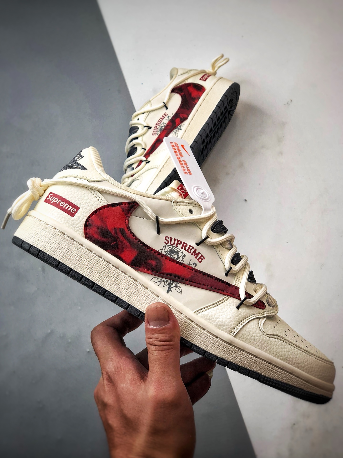 Air Jordan 1 Low OG ”高端定制” Sup白黑红倒钩解构 DM6868-109