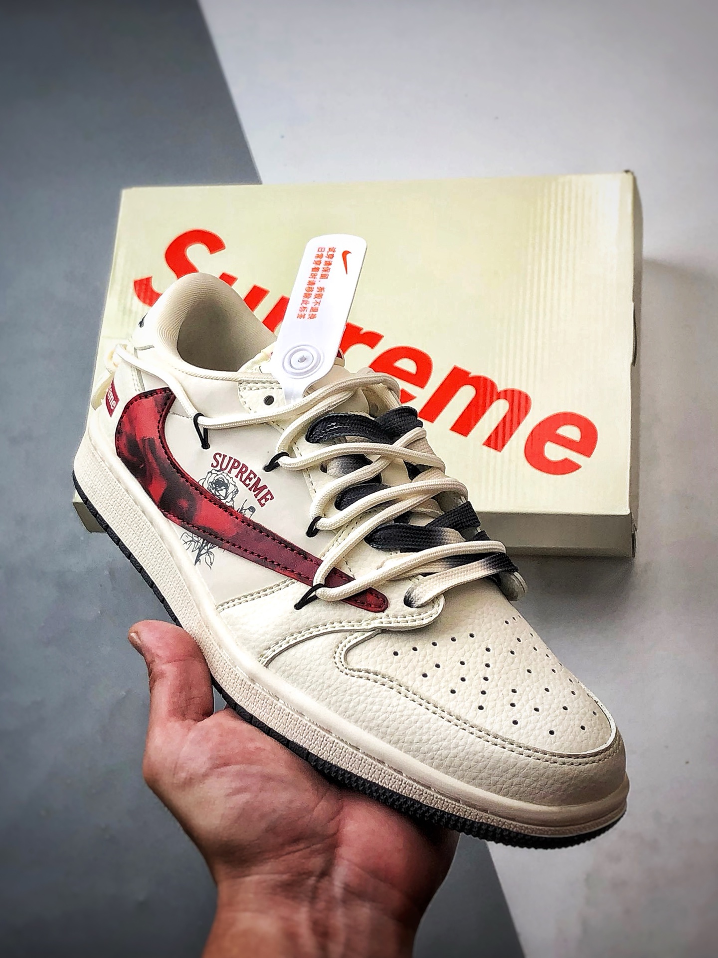 Air Jordan 1 Low OG ”高端定制” Sup白黑红倒钩解构 DM6868-109