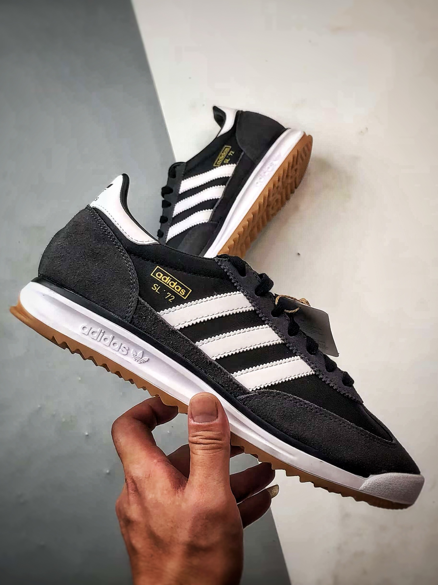 AD Originals SL 72 RS 黑白 经典复古轻便休闲运动慢跑鞋 JI1282