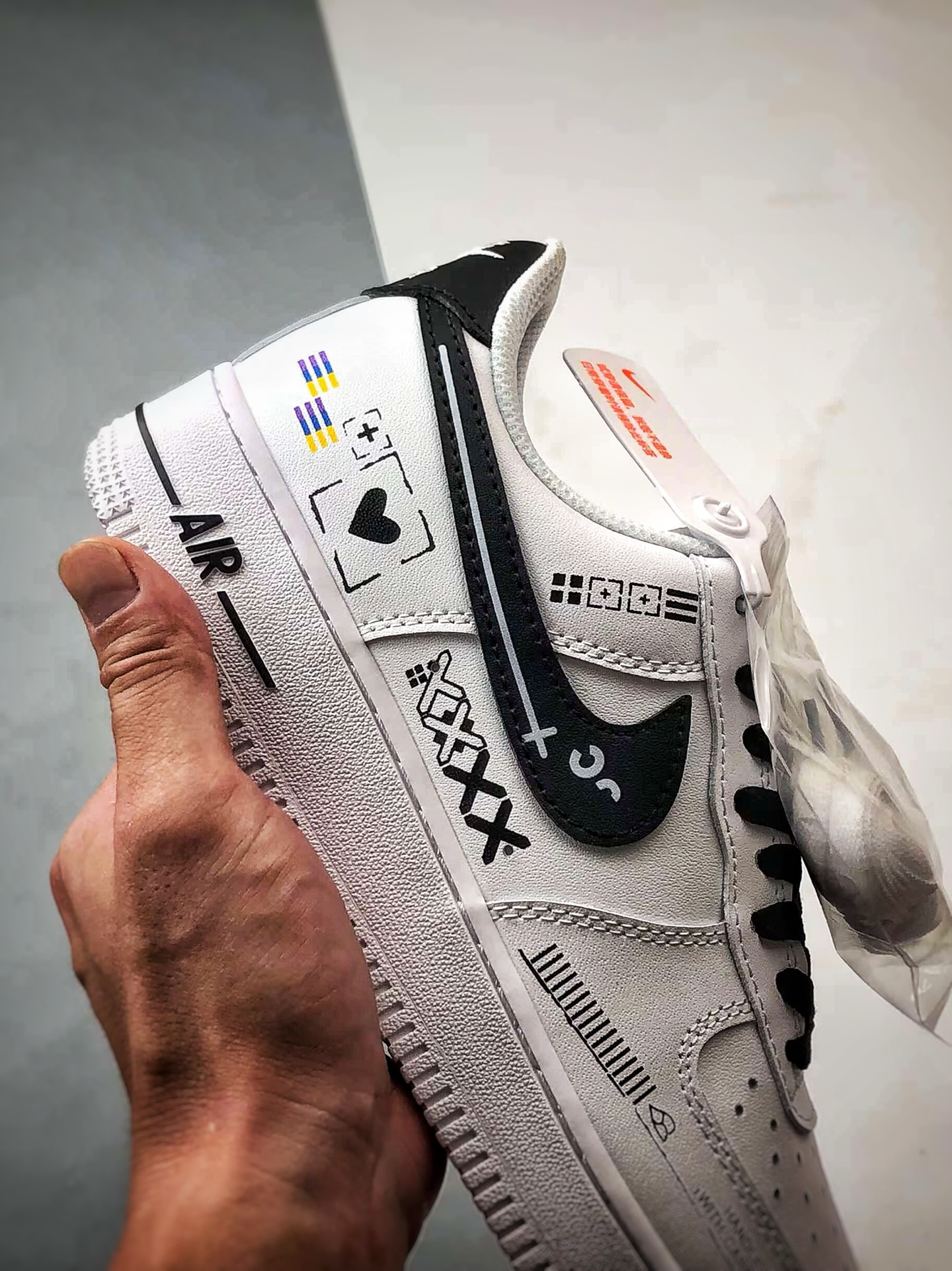 定制球鞋 Air Force 1 Low 印花集 黑白手绘 经典休闲运动板鞋 CW2288-030