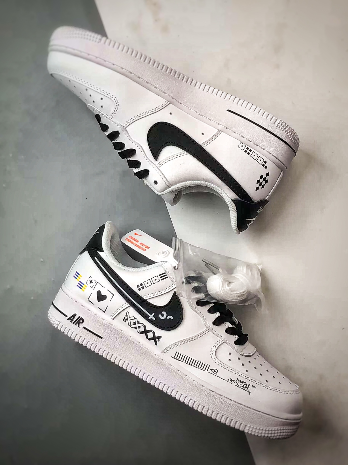 定制球鞋 Air Force 1 Low 印花集 黑白手绘 经典休闲运动板鞋 CW2288-030