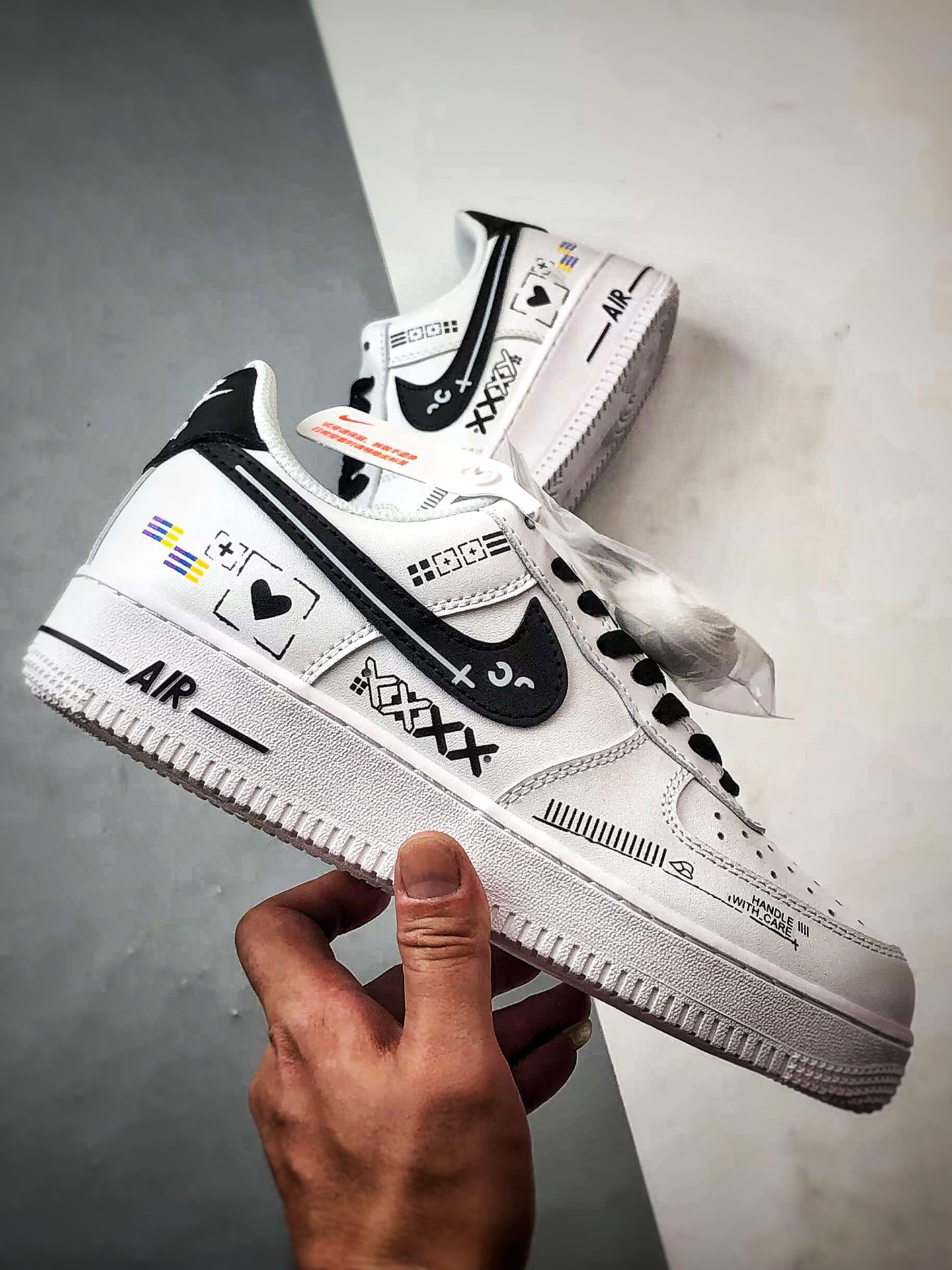 定制球鞋 Air Force 1 Low 印花集 黑白手绘 经典休闲运动板鞋 CW2288-030