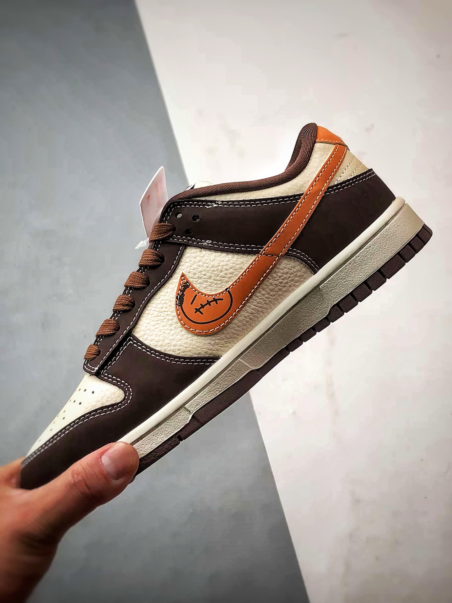 NK Dunk Low Retro ”DIY高端定制” 鬼脸米棕橙反光钩 低帮休闲运动板鞋 KK1333-034