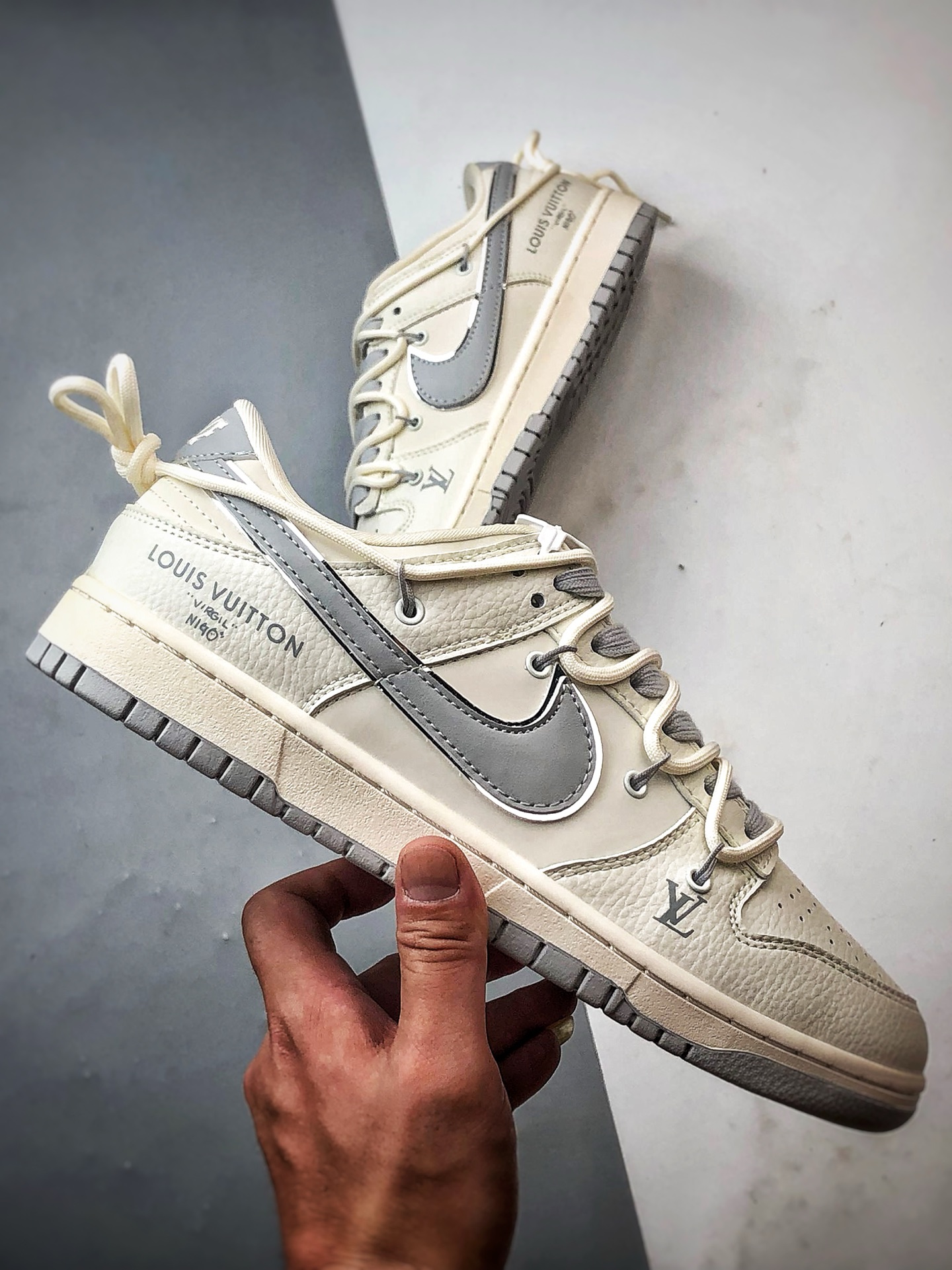 NK Dunk Low Retro ”DIY高端定制” LV米白灰解构 低帮休闲运动板鞋 DM6868-092-莆田鞋,莆田鞋货源,高仿鞋,高仿鞋货源,安福档口,莆田高仿鞋,莆田鞋批发,高仿鞋批发,莆田高仿运动鞋,高仿运动鞋,莆田运动鞋 NK Dunk Low Retro ”DIY高端定制” LV米白灰解构 低帮休闲运动板鞋 DM6868-092