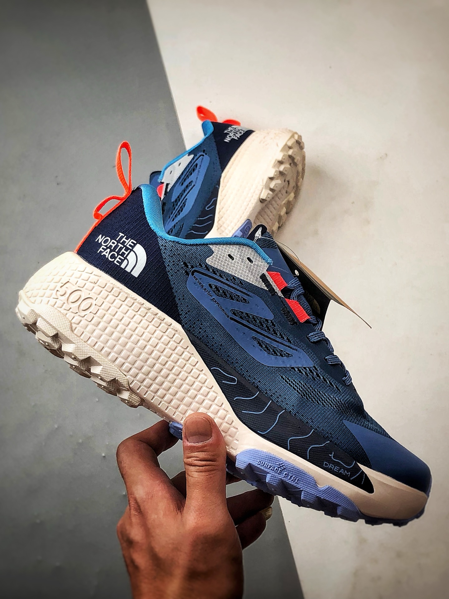 北面The North Face Altamesa 500 蓝色 圆头系带减震耐磨低帮越野徒步鞋