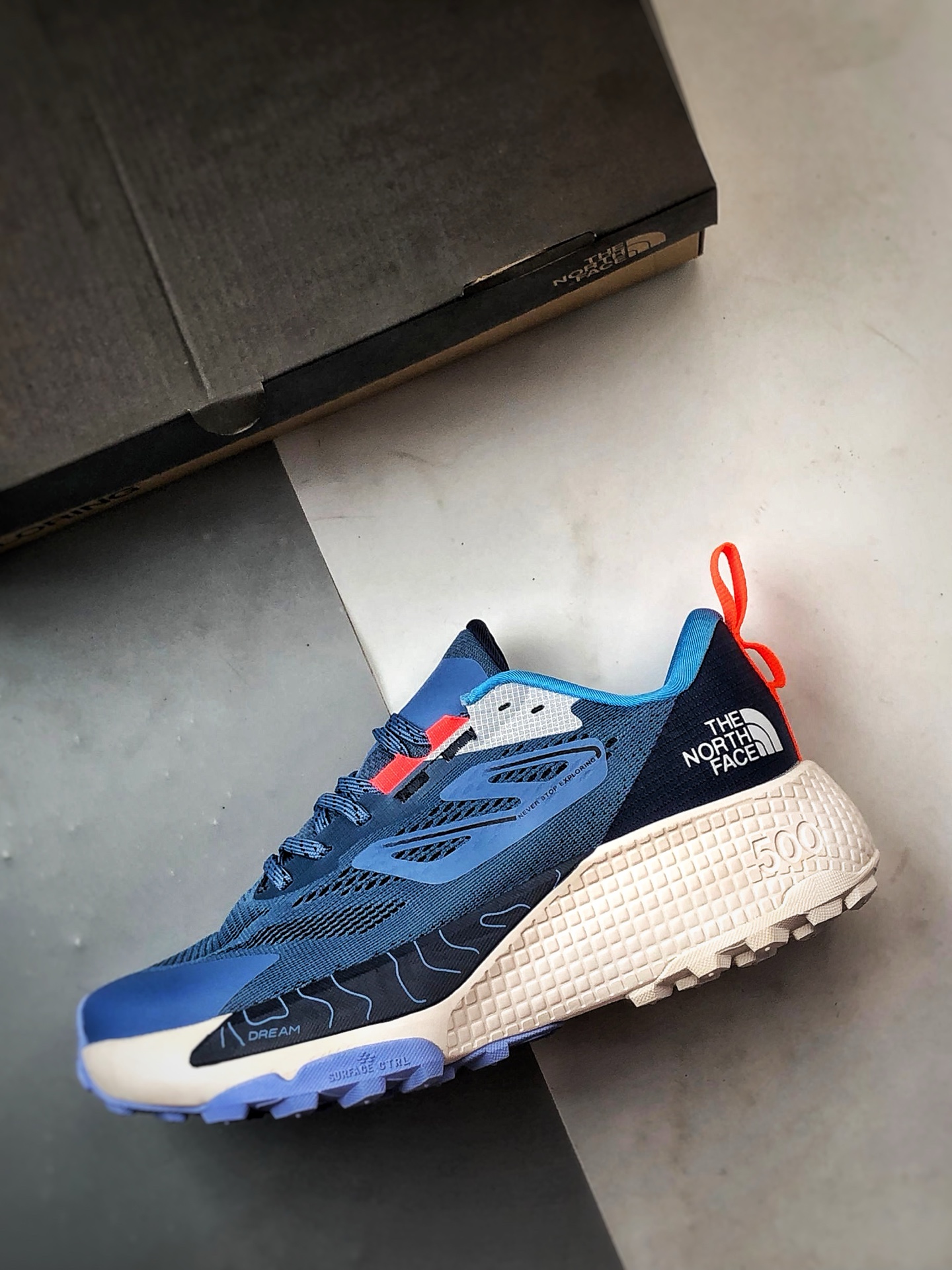 北面The North Face Altamesa 500 蓝色 圆头系带减震耐磨低帮越野徒步鞋