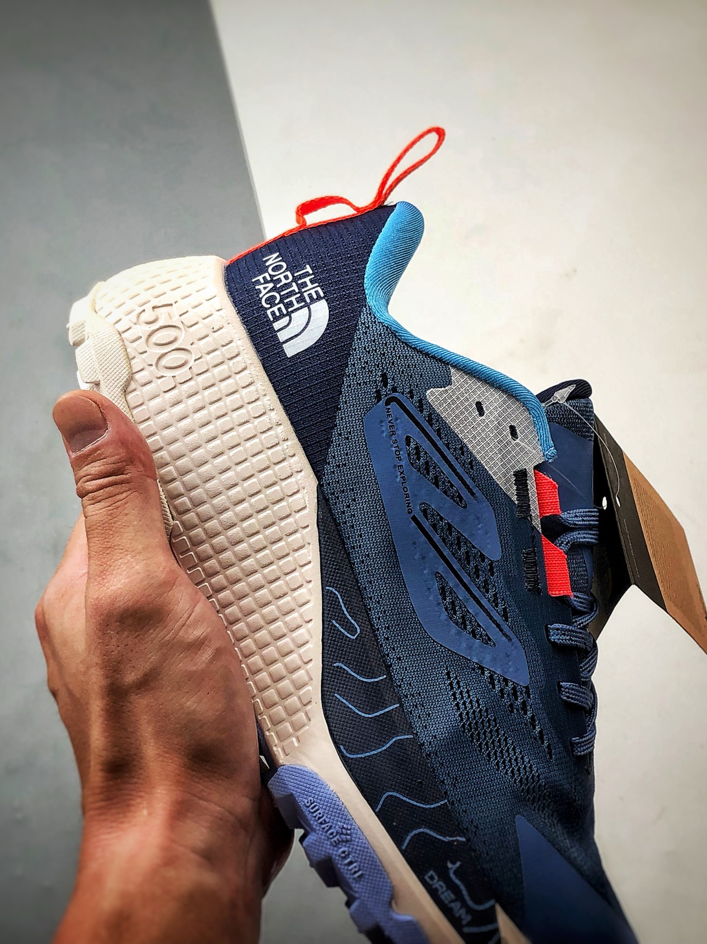 北面The North Face Altamesa 500 蓝色 圆头系带减震耐磨低帮越野徒步鞋