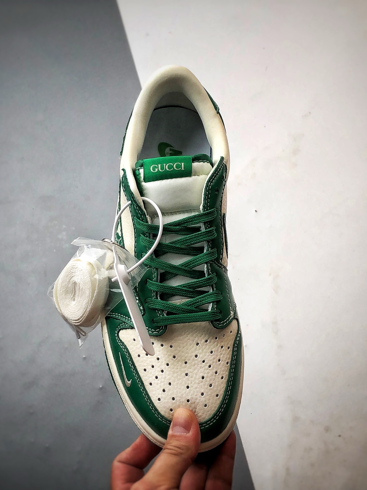 290 Air Jordan 1 Low OG ”高端定制” 古驰米白绿印花倒钩 LD2025-025