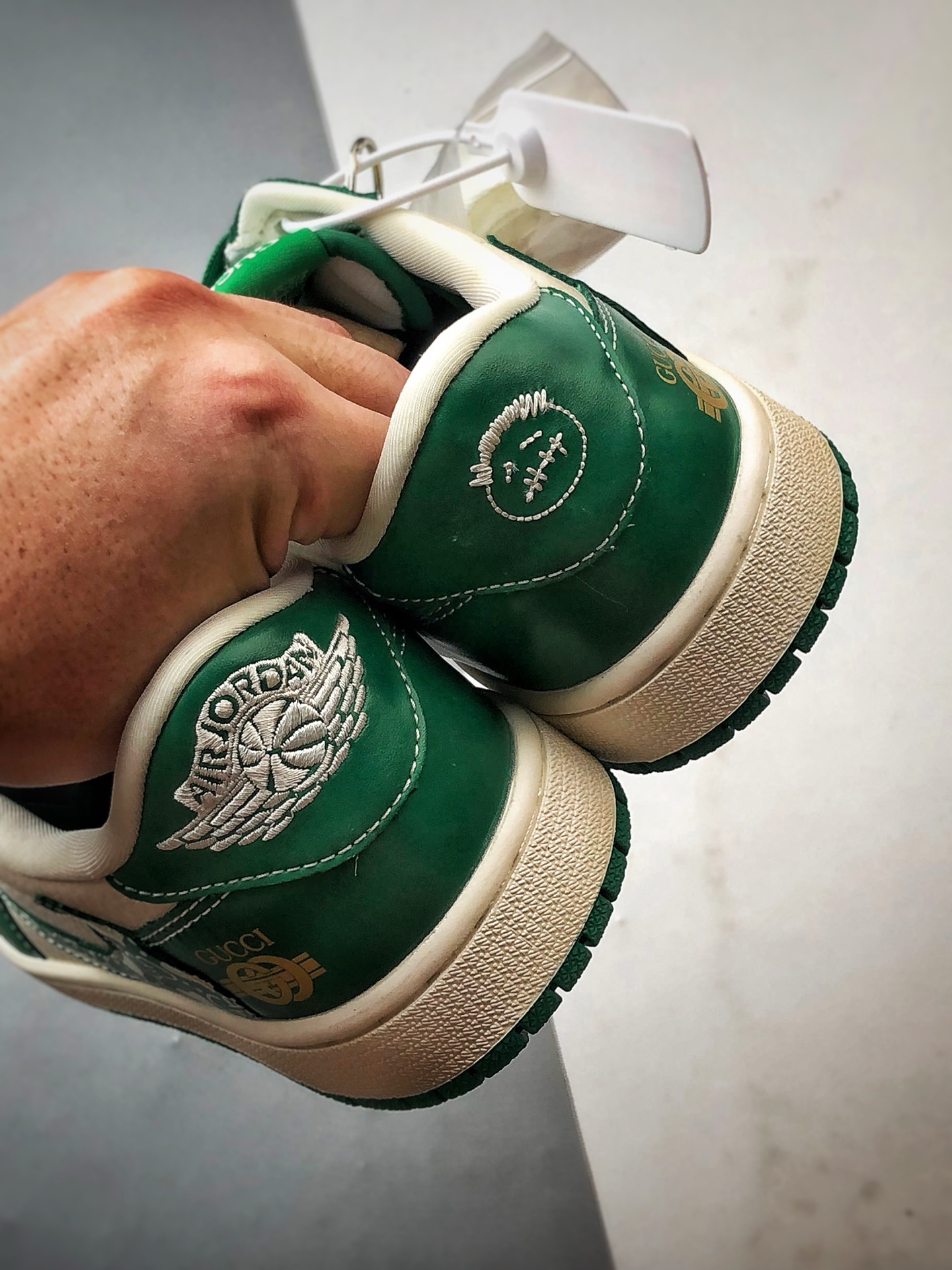 290 Air Jordan 1 Low OG ”高端定制” 古驰米白绿印花倒钩 LD2025-025