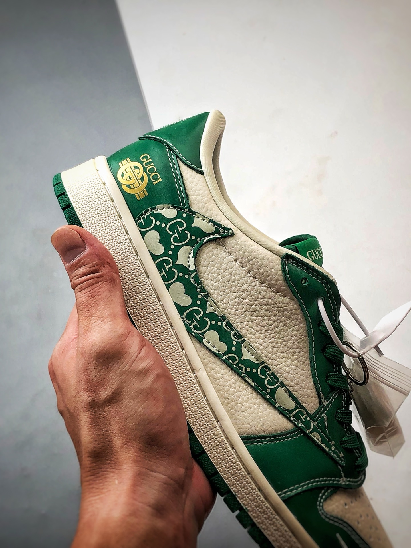 290 Air Jordan 1 Low OG ”高端定制” 古驰米白绿印花倒钩 LD2025-025
