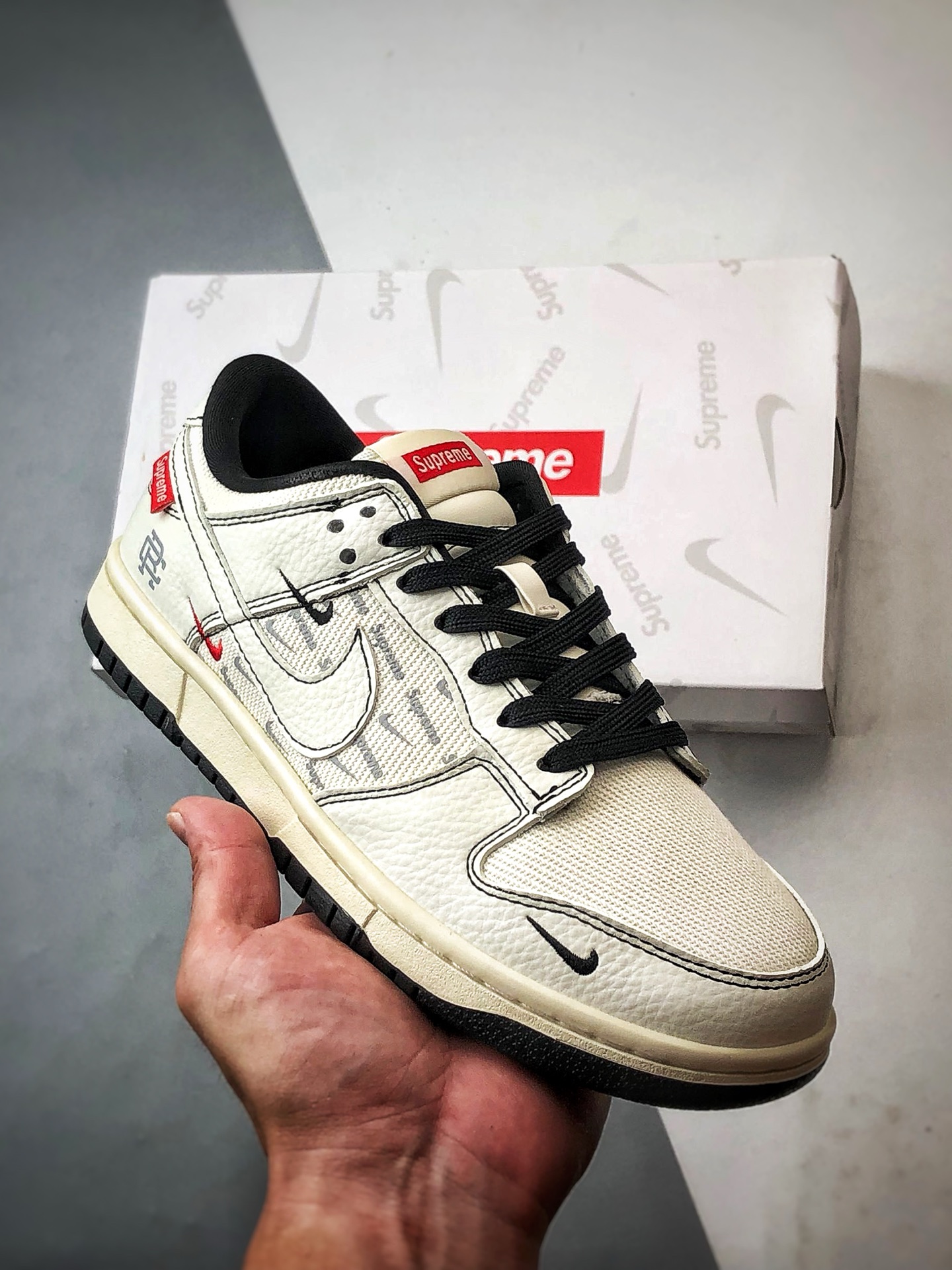 290 NK Dunk Low Retro ”DIY高端定制” Sup麻布拼接米白黑 低帮休闲运动板鞋 SC9207-424