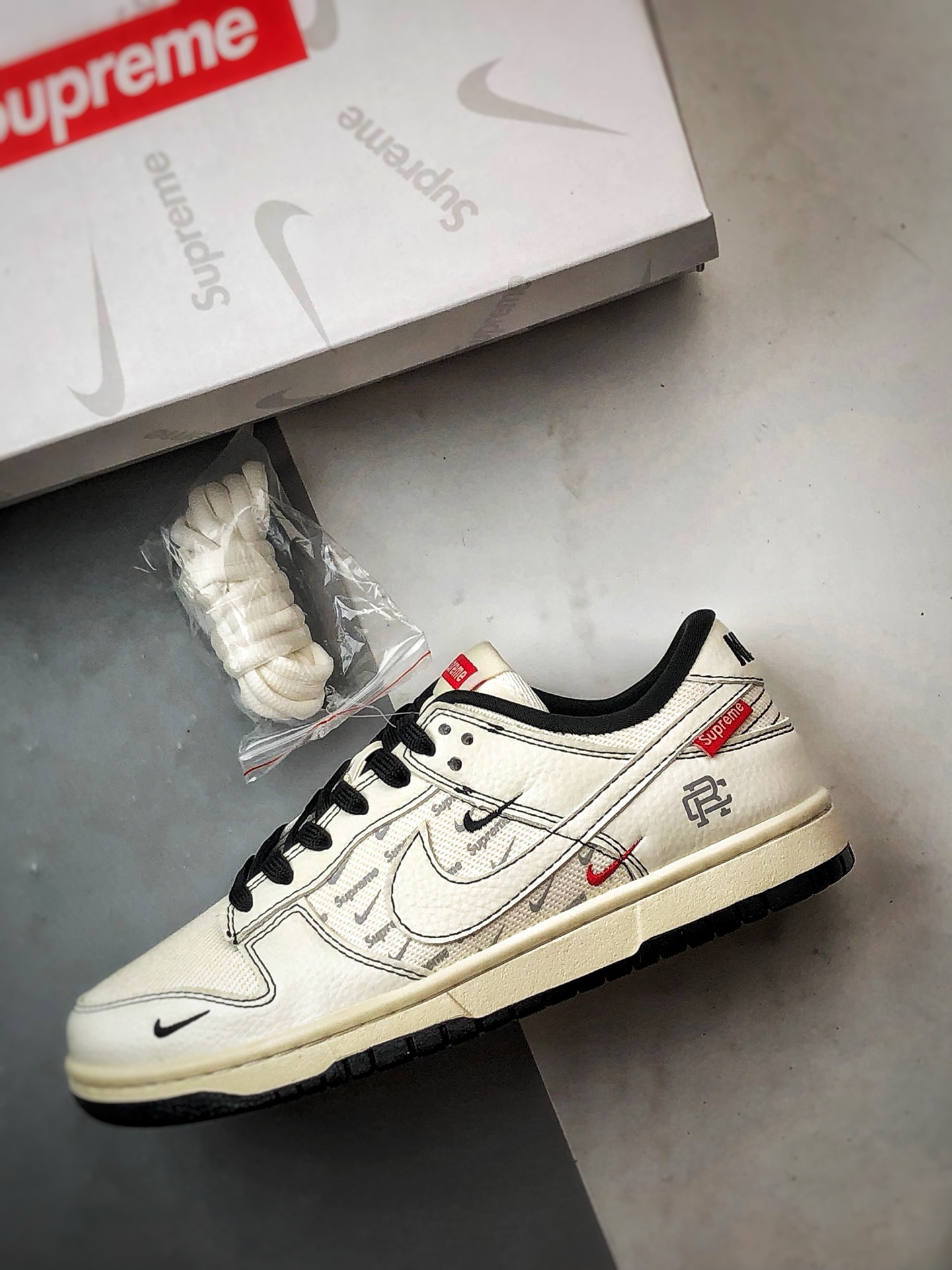 290 NK Dunk Low Retro ”DIY高端定制” Sup麻布拼接米白黑 低帮休闲运动板鞋 SC9207-424