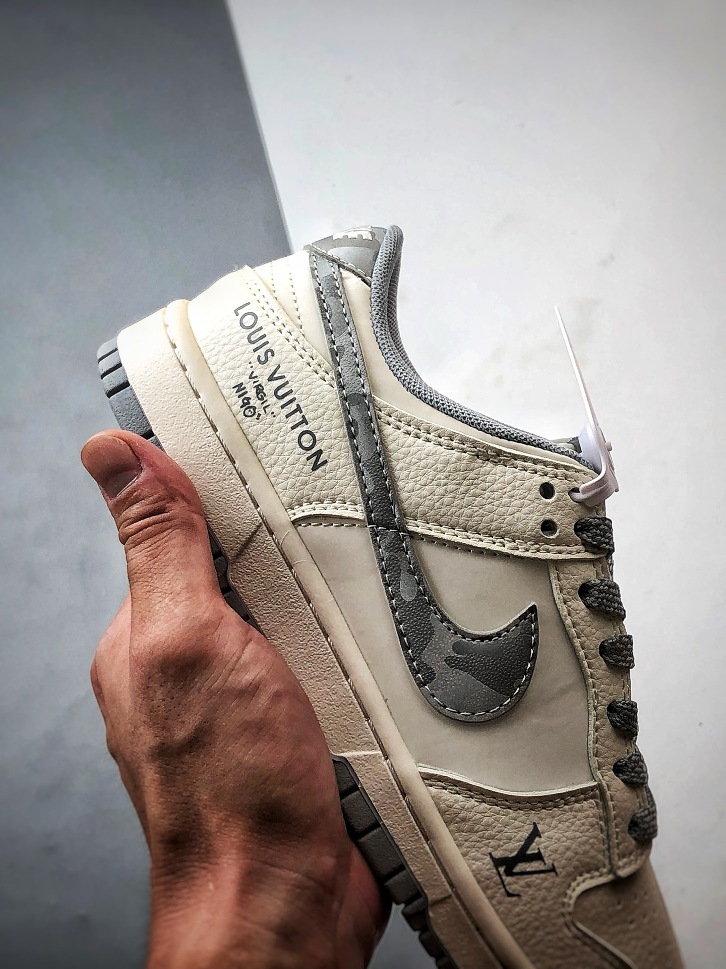 290 NK Dunk Low Retro ”DIY高端定制” LV反光米白灰 低帮休闲运动板鞋 JP1648-014