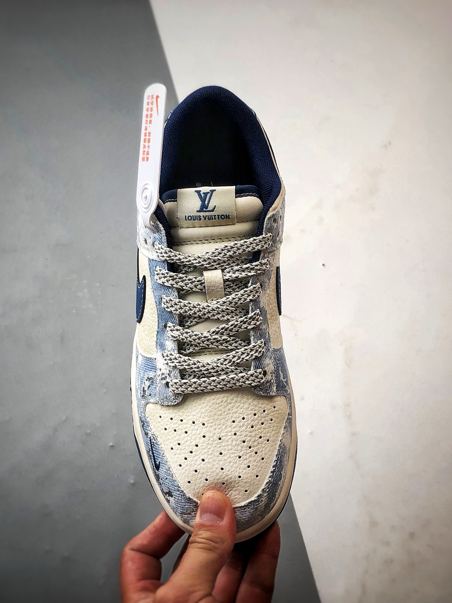 290 NK Dunk Low Retro ”DIY高端定制” LV米白蓝牛仔布 低帮休闲运动板鞋 JP1648-019