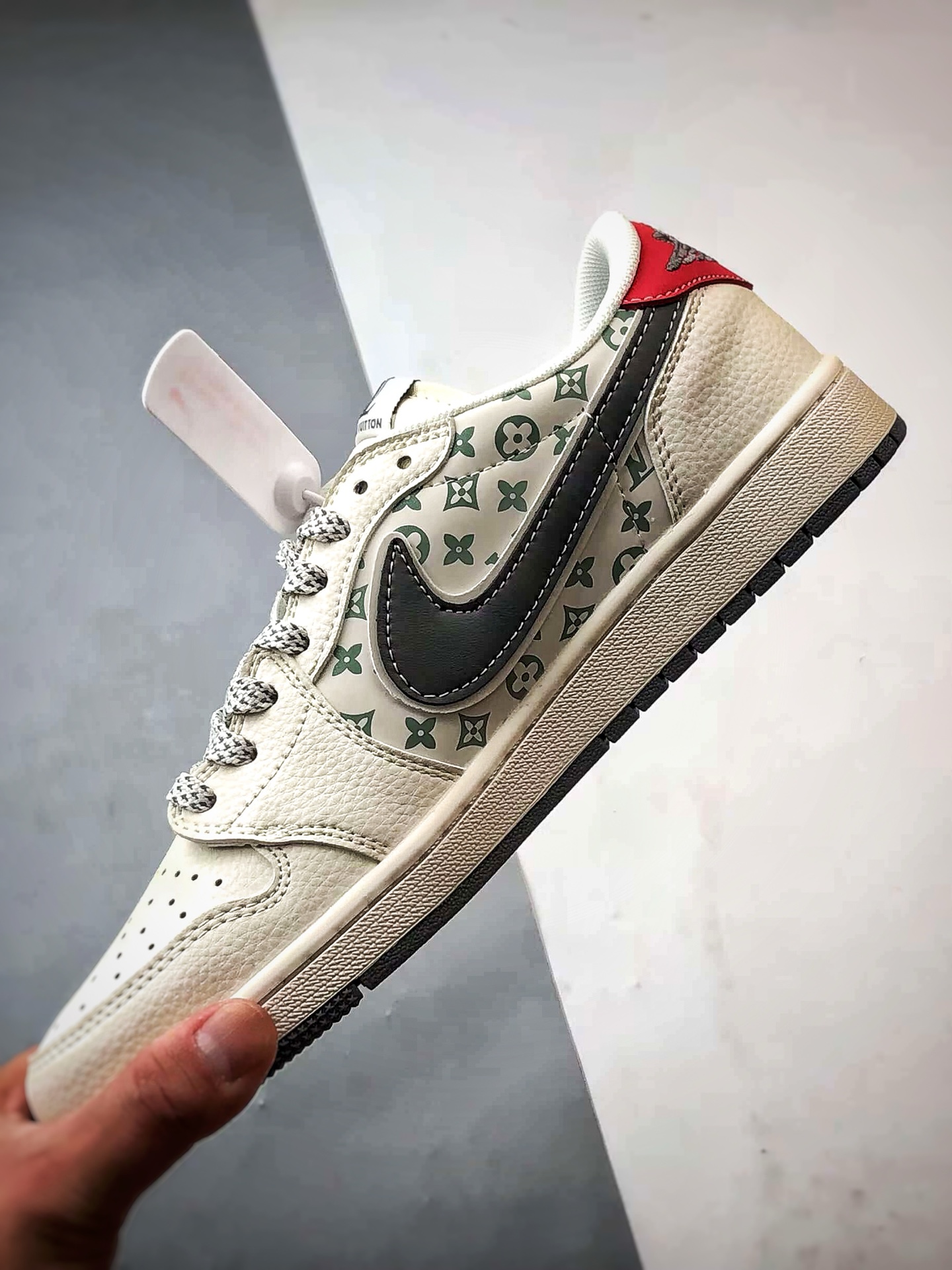 290 Air Jordan 1 Low OG ”高端定制” LV印花米白灰红尾倒钩 YX5066-336