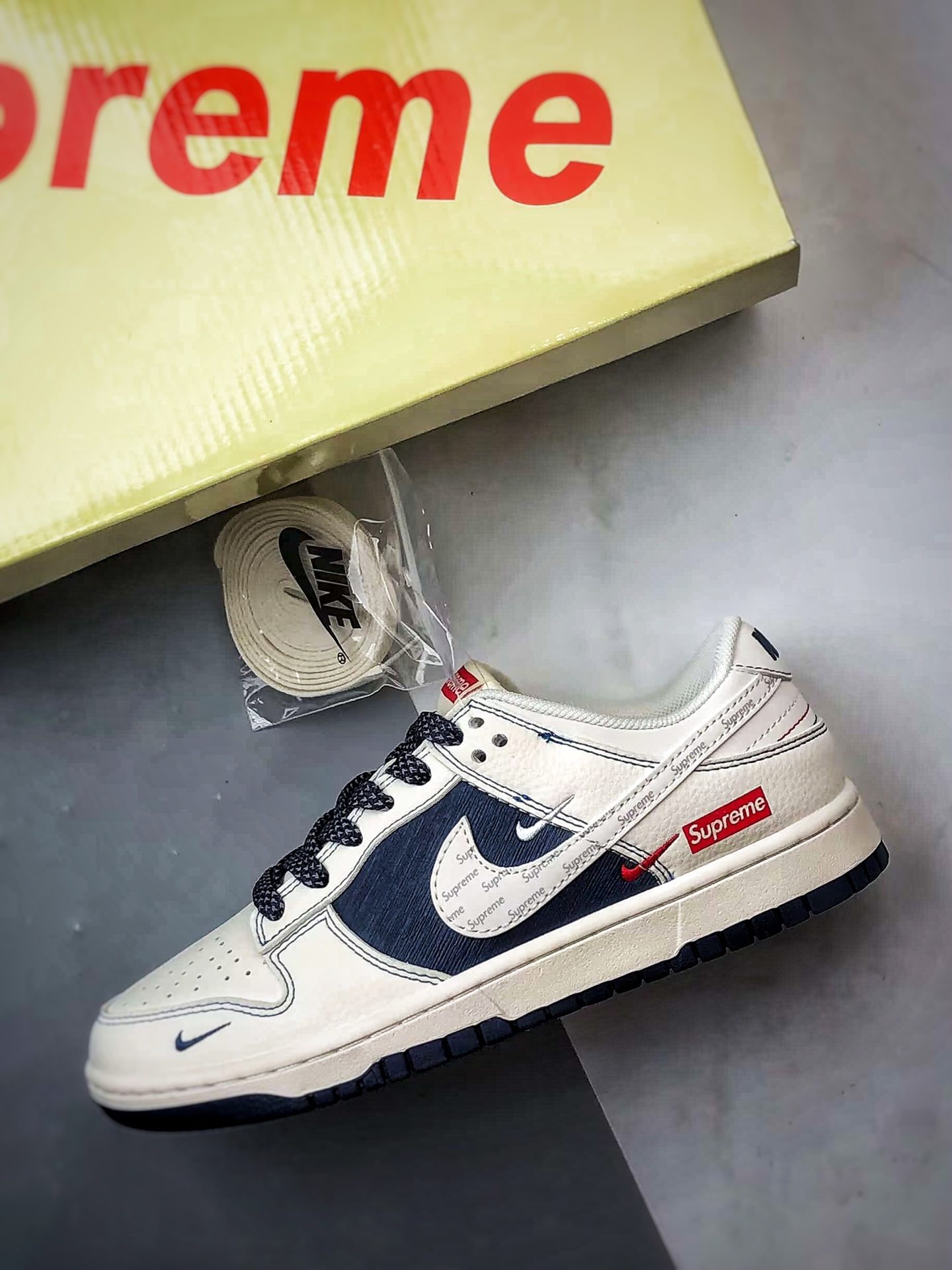 290 NK Dunk Low Retro ”DIY高端定制” Sup米白深蓝 低帮休闲运动板鞋 JP1648-009