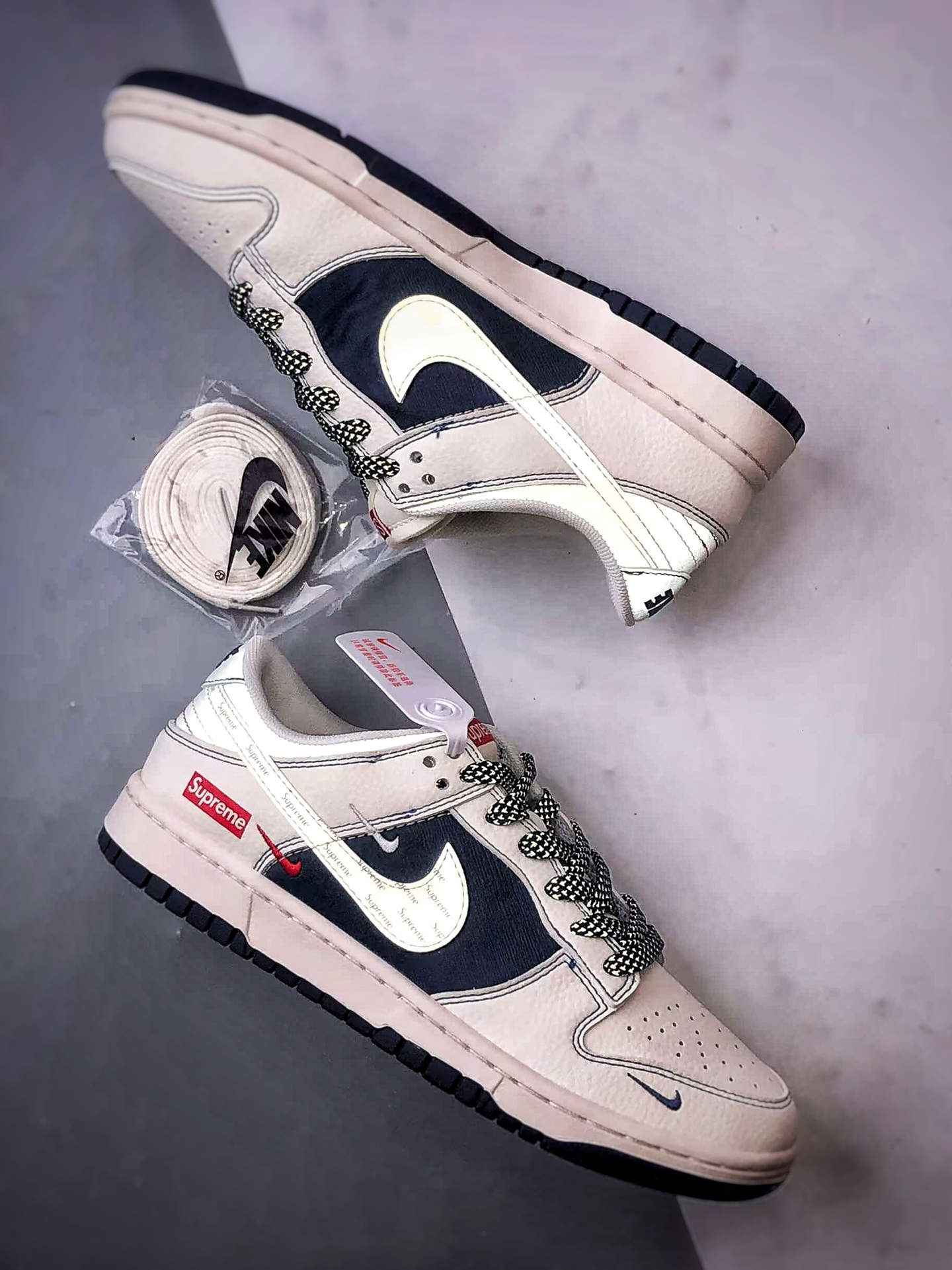 290 NK Dunk Low Retro ”DIY高端定制” Sup米白深蓝 低帮休闲运动板鞋 JP1648-009