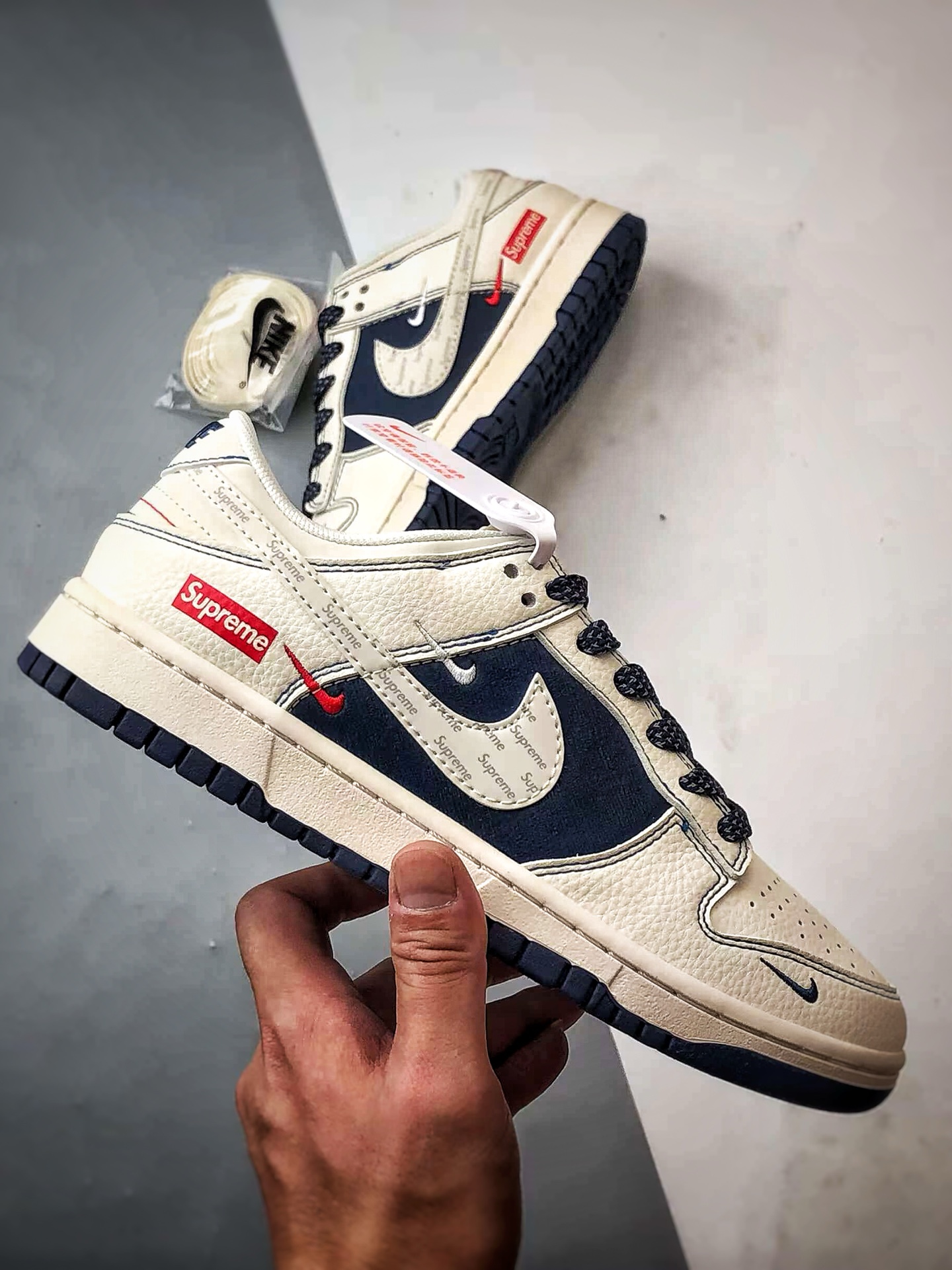 290 NK Dunk Low Retro ”DIY高端定制” Sup米白深蓝 低帮休闲运动板鞋 JP1648-009