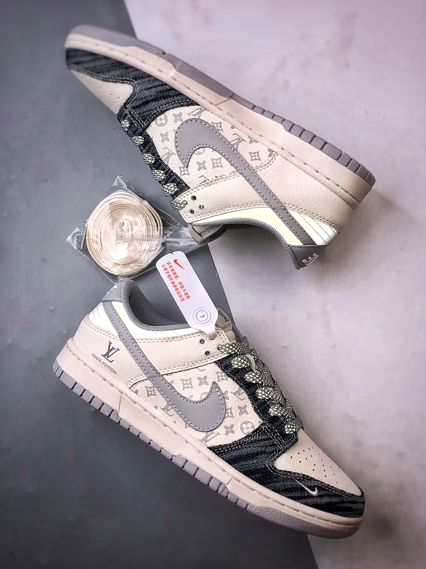 290 NK Dunk Low Retro ”DIY高端定制” LV米灰黑牛仔 低帮休闲运动板鞋 JP1648-018