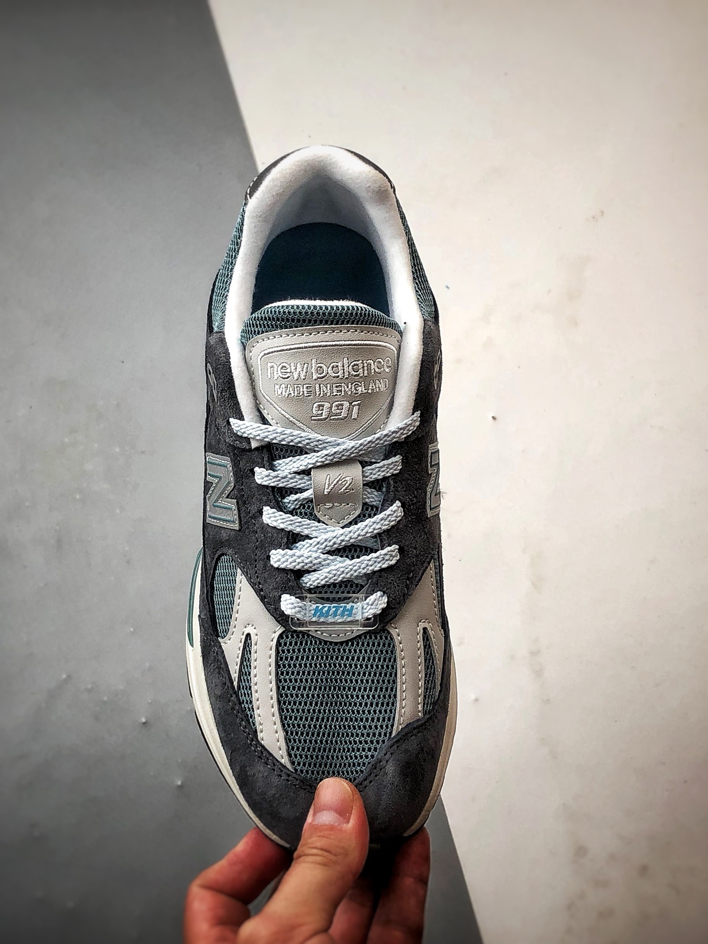 340 市售最强纯原版本 全码出货 KITH x New Balance 991v2 灰蓝色 经典复古百搭休闲运动跑步鞋 U991KH2