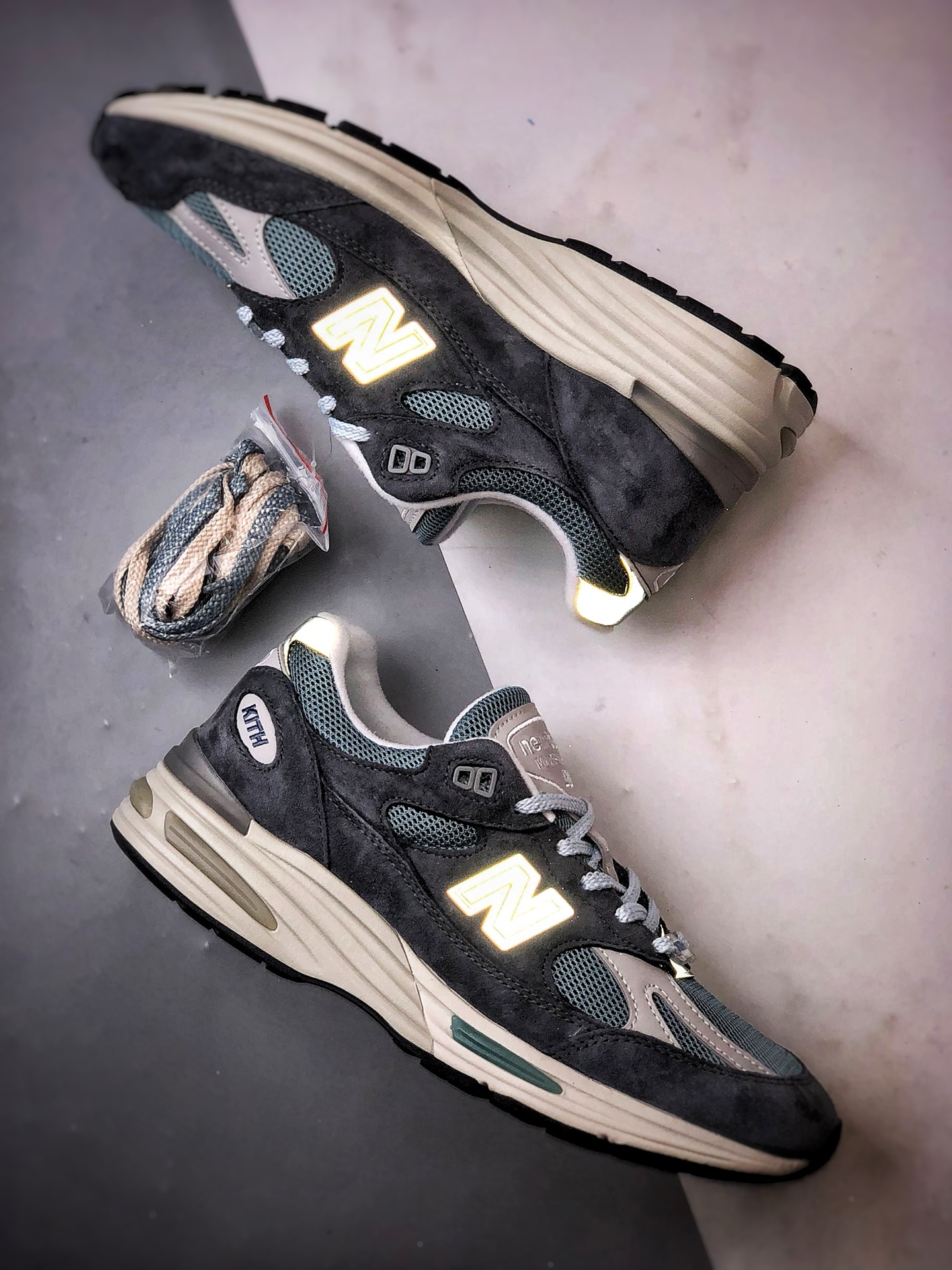 340 市售最强纯原版本 全码出货 KITH x New Balance 991v2 灰蓝色 经典复古百搭休闲运动跑步鞋 U991KH2