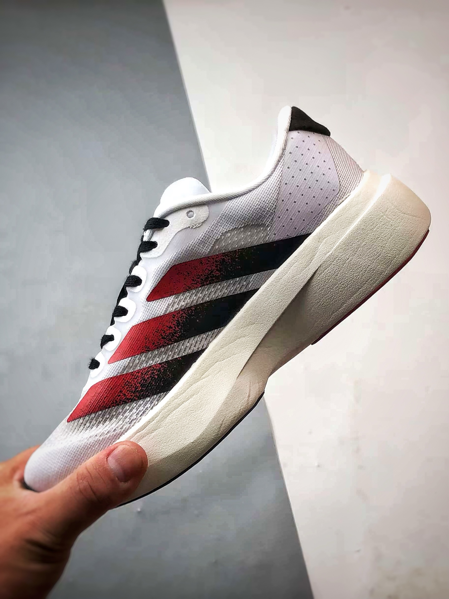 220 AD Adizero Evo SL M 白黑红 零度系列马拉松轻量竞速运动跑鞋 JQ4569