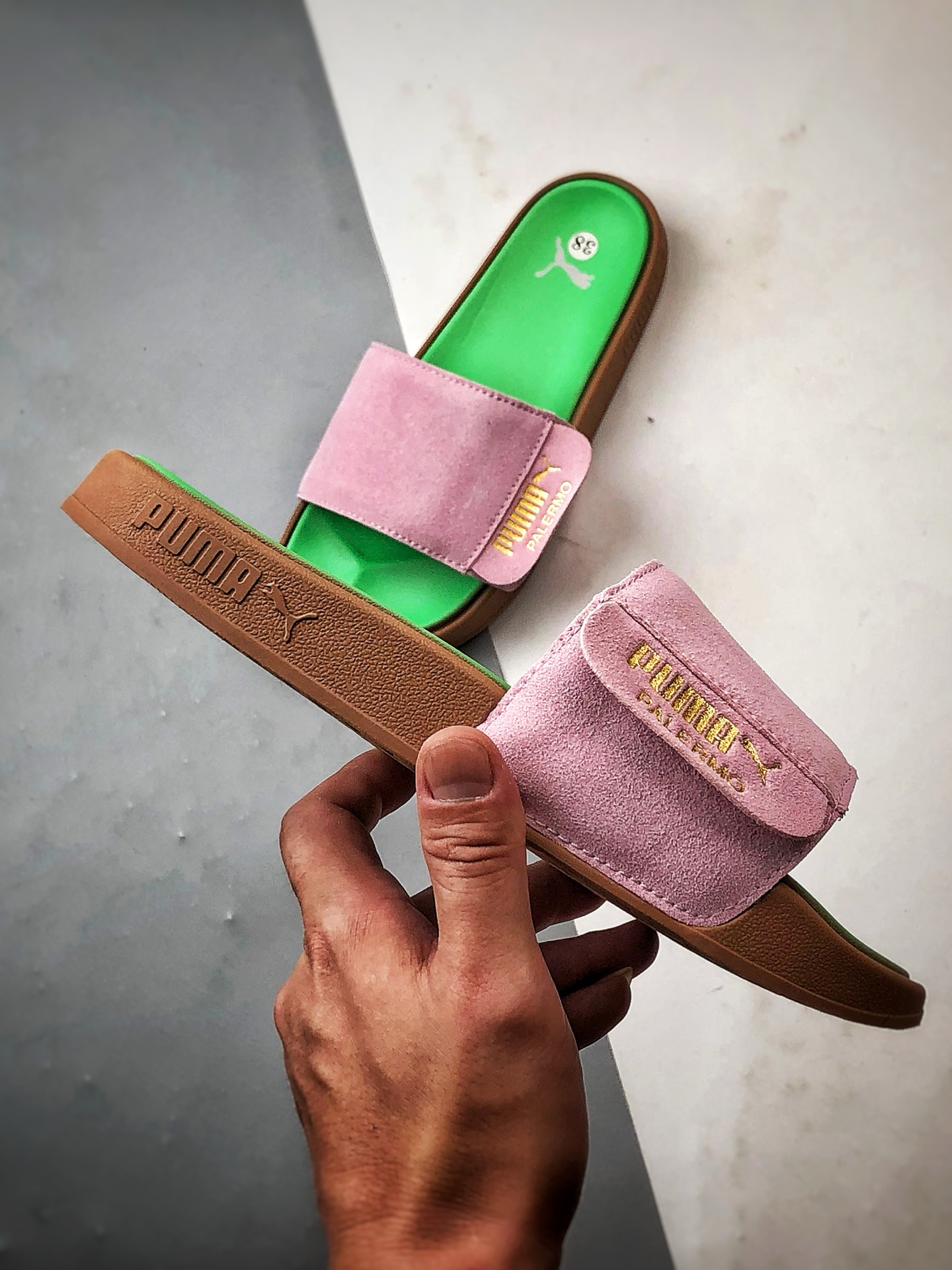 130 Puma Leadcat 2.0 粉金绿 彪马轻便舒适一字拖鞋