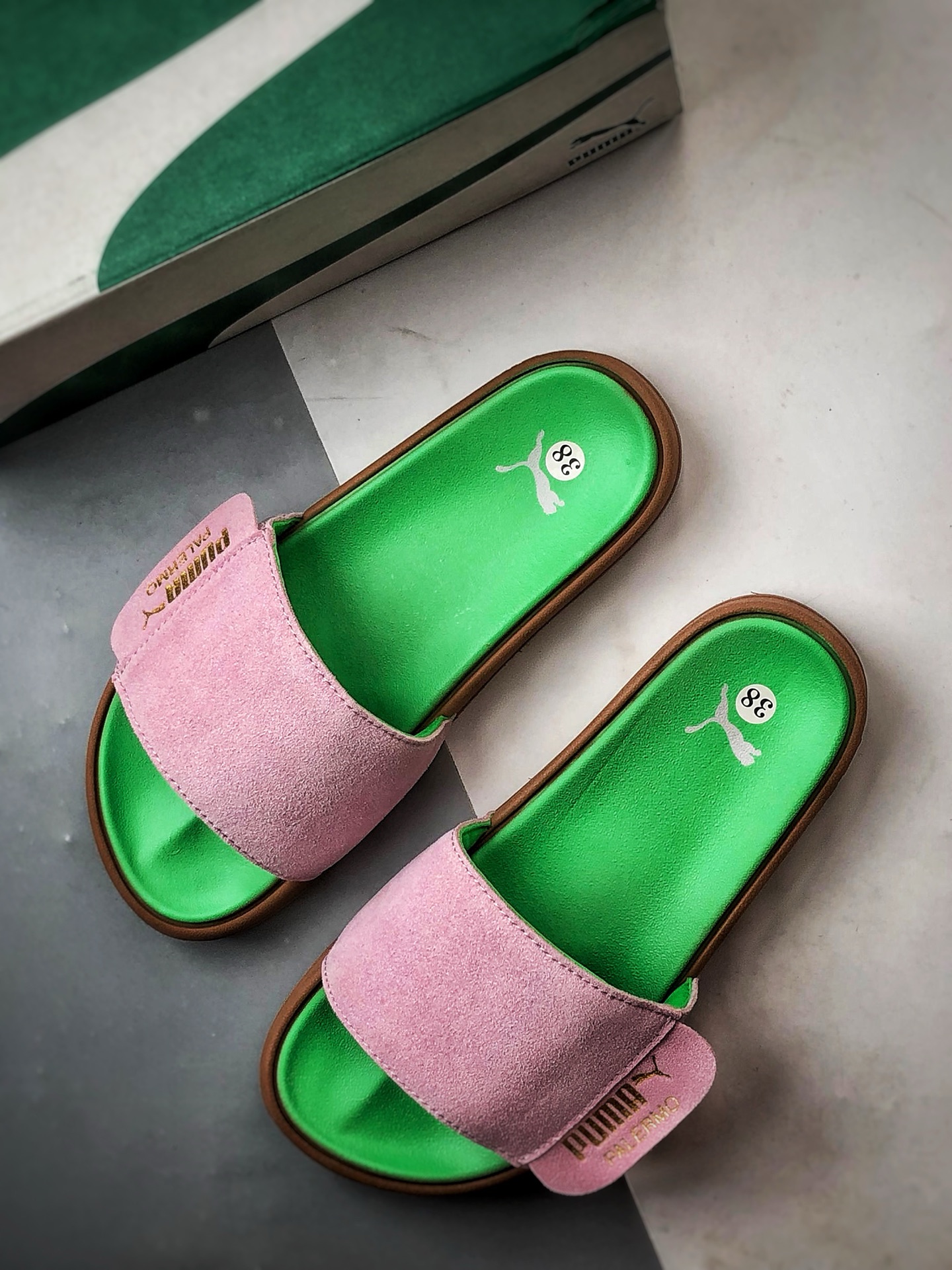 130 Puma Leadcat 2.0 粉金绿 彪马轻便舒适一字拖鞋