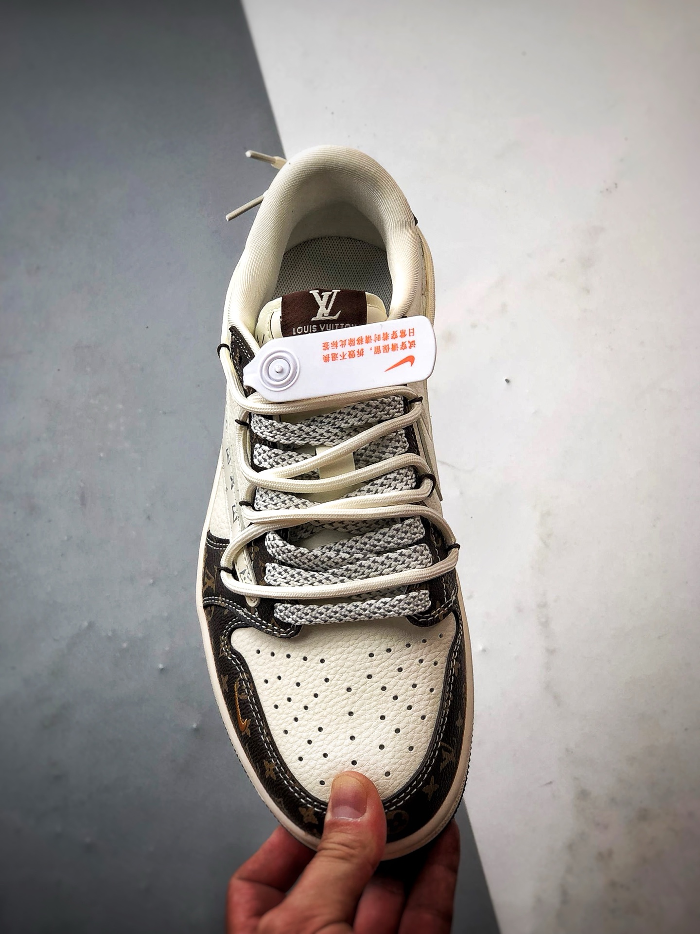 310 Air Jordan 1 Low OG ”高端定制” LV老花白棕倒钩解构 DM6868-101