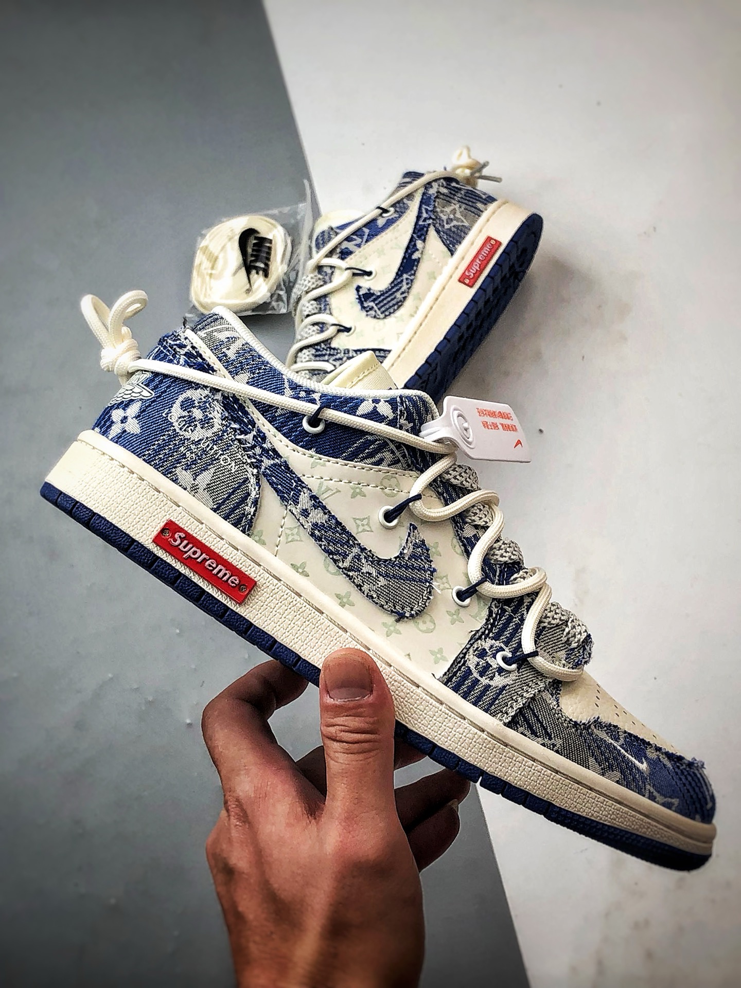 Air Jordan 1 Low OG ”高端定制” LV白蓝牛仔解构 YX5066-373