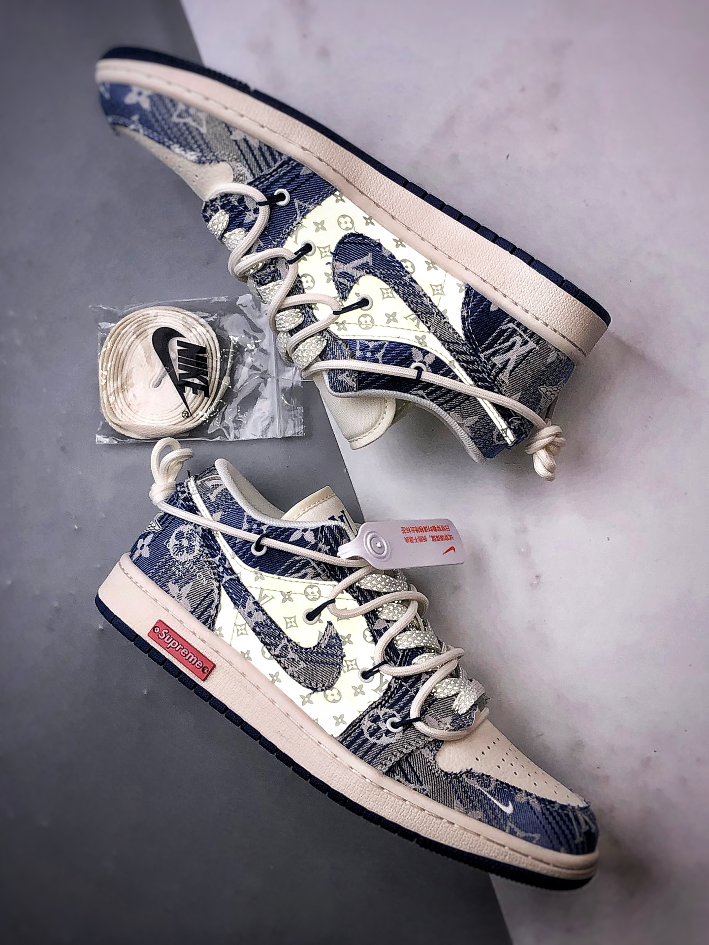 Air Jordan 1 Low OG ”高端定制” LV白蓝牛仔解构 YX5066-373