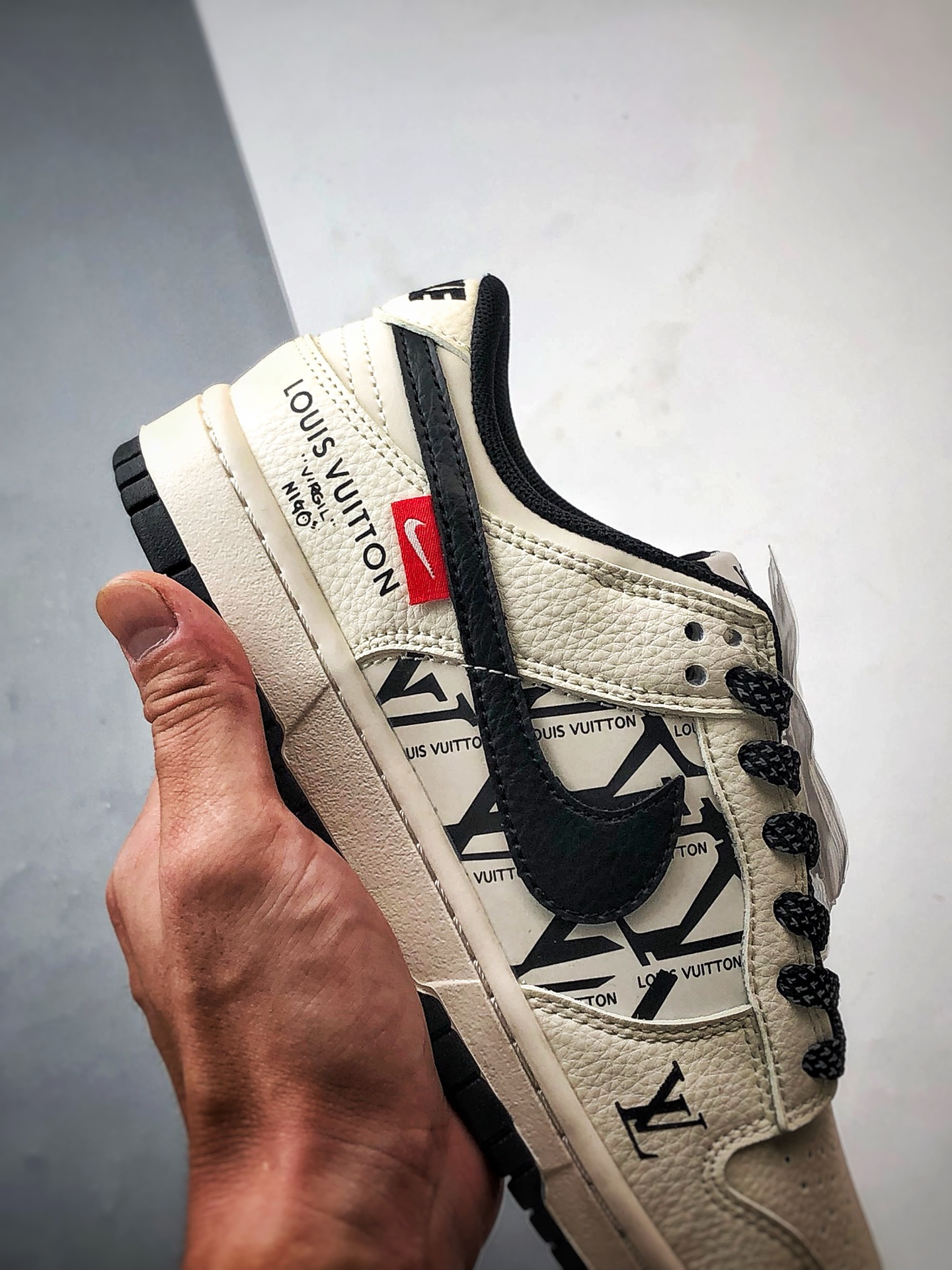 NK Dunk Low Retro ”DIY高端定制” LV印花米白黑 低帮休闲运动板鞋 QW5836-021