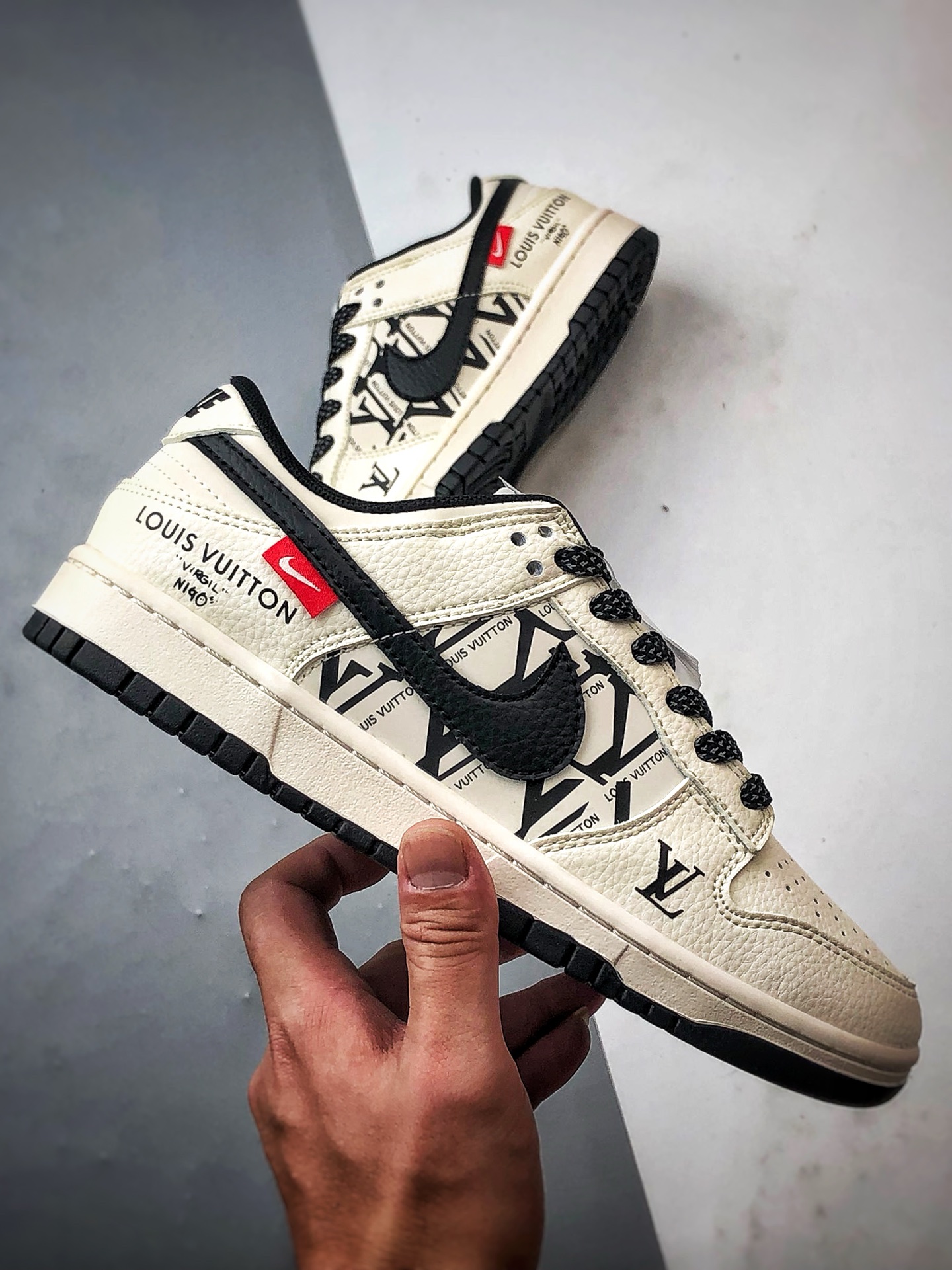 NK Dunk Low Retro ”DIY高端定制” LV印花米白黑 低帮休闲运动板鞋 QW5836-021