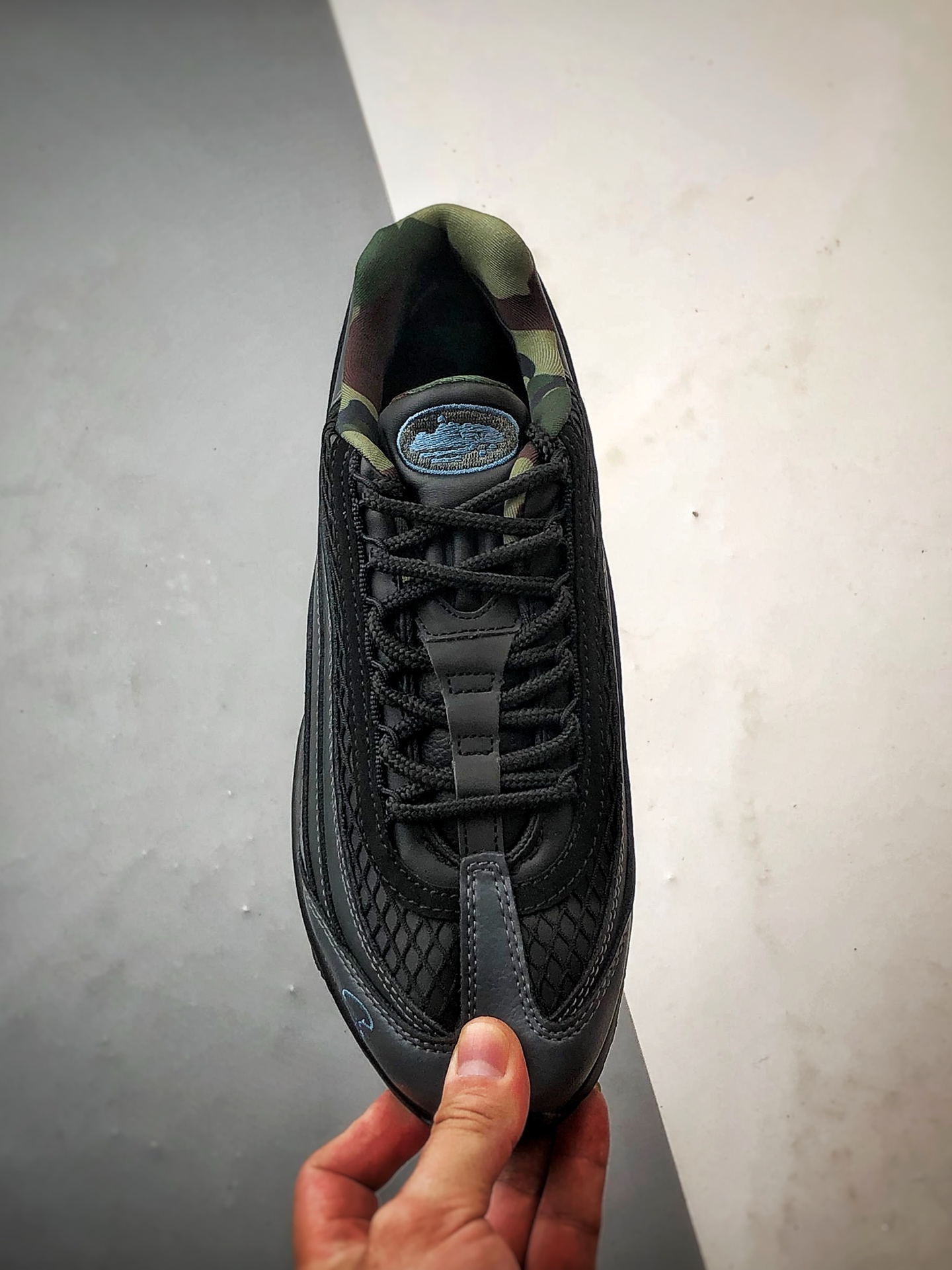 Corteiz x NK Air Max 95 黑蓝 外贸原单 织物气垫轻便低帮跑步鞋 FB2709-002-莆田鞋,莆田鞋货源,高仿鞋,高仿鞋货源,安福档口,莆田高仿鞋,莆田鞋批发,高仿鞋批发,莆田高仿运动鞋,高仿运动鞋,莆田运动鞋 Corteiz x NK Air Max 95 黑蓝 外贸原单 织物气垫轻便低帮跑步鞋 FB2709-002