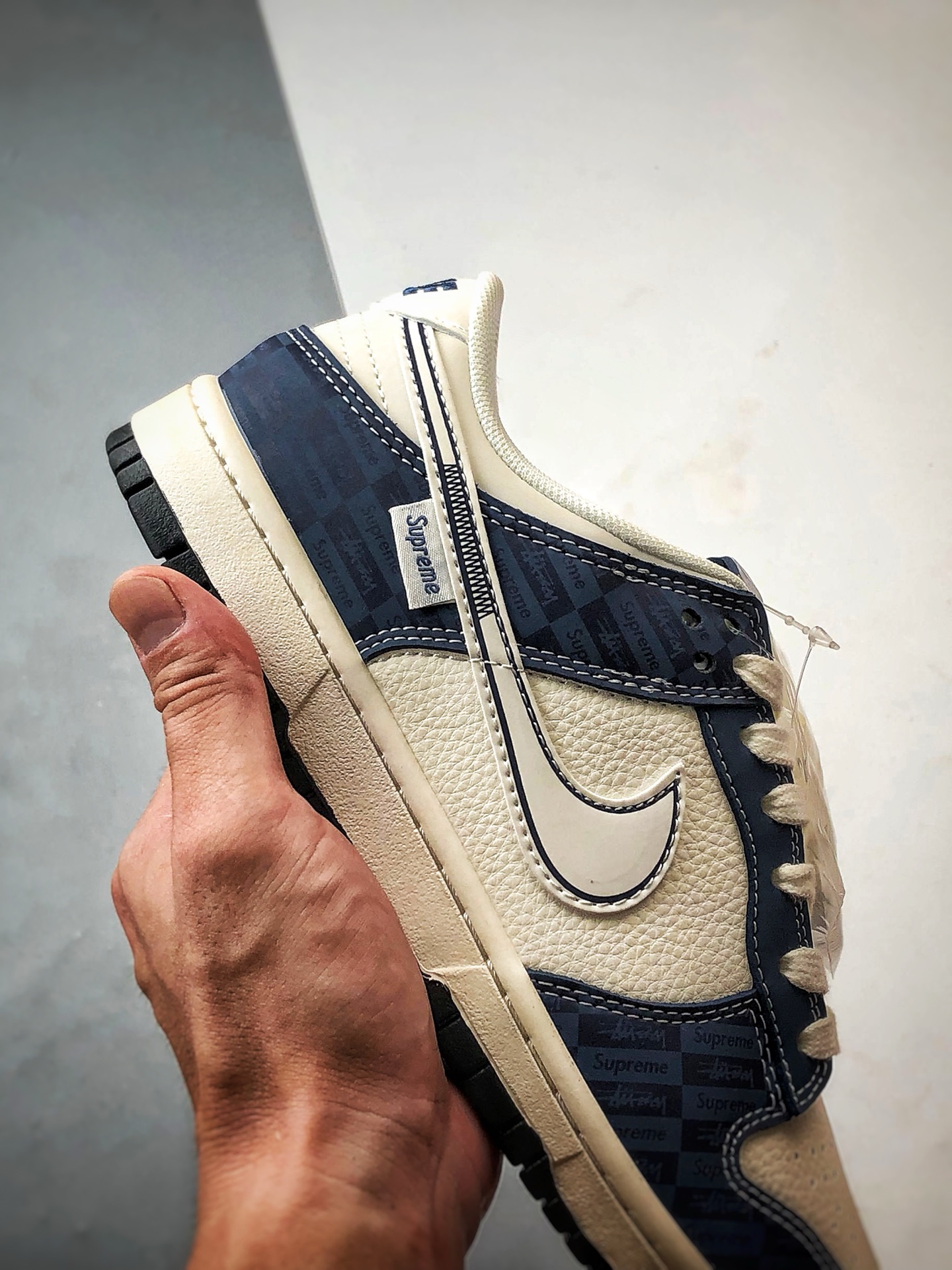 NK Dunk Low Retro ”DIY高端定制” Sup暗纹弹幕白深蓝 低帮休闲运动板鞋 FC1688-228