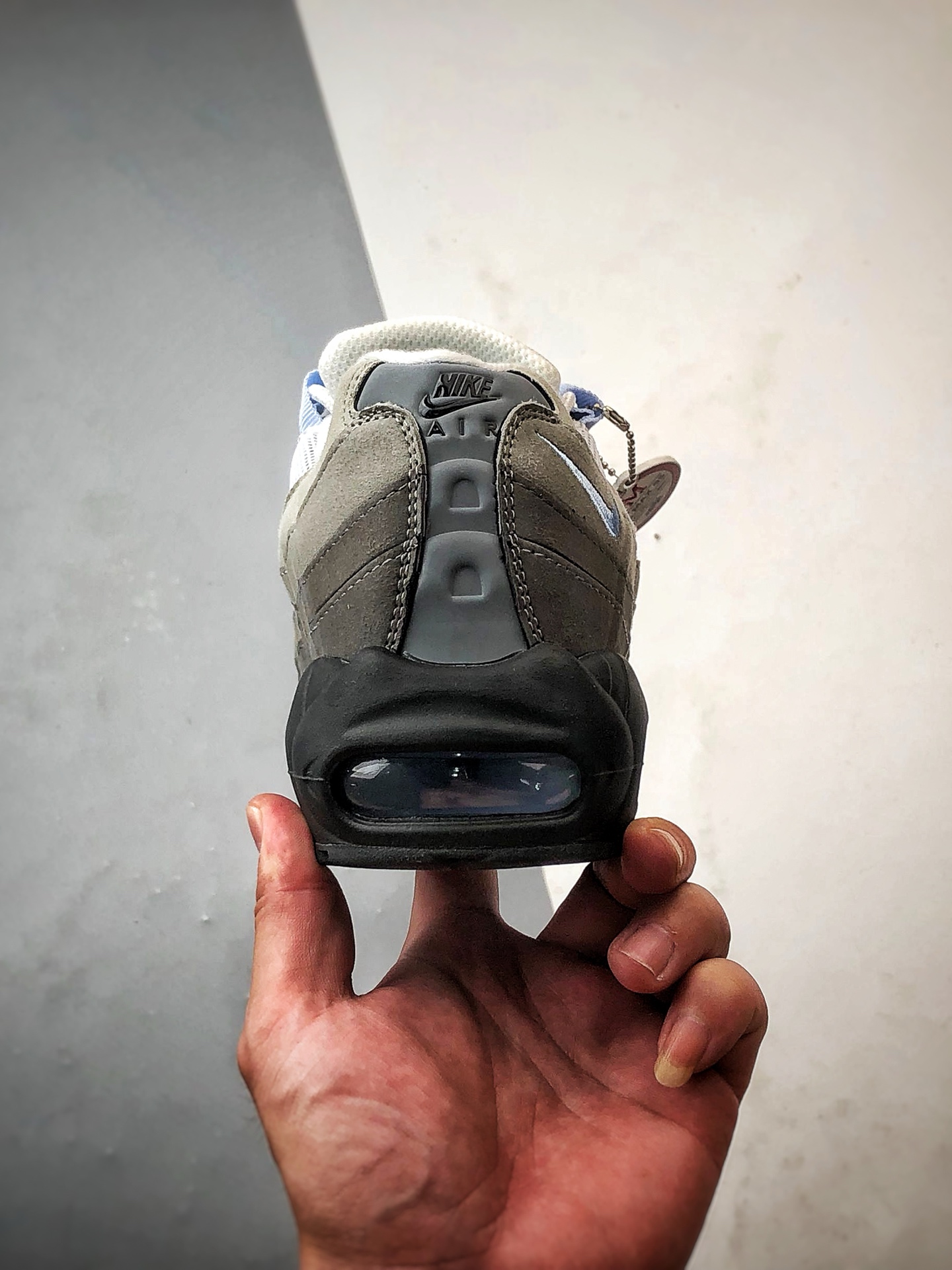 230 NK Air Max 95 黑灰浅蓝 外贸原单 织物气垫轻便低帮跑步鞋 CD1529-001