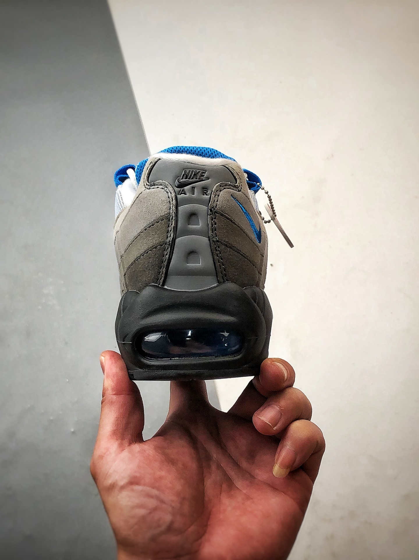 230 NK Air Max 95 黑灰蓝 外贸原单 织物气垫轻便低帮跑步鞋 609048-104