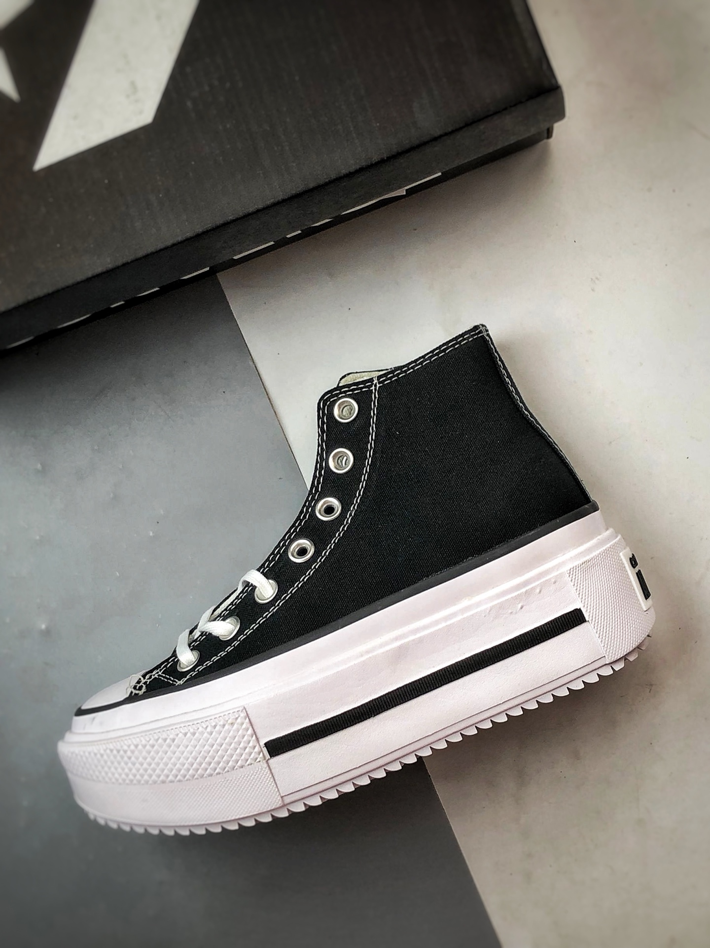 Converse All Star Lift PLATFORM Double Stack 黑色 匡威官方新款 厚底增高休闲帆布鞋 A12975C-莆田鞋,莆田鞋货源,高仿鞋,高仿鞋货源,安福档口,莆田高仿鞋,莆田鞋批发,高仿鞋批发,莆田高仿运动鞋,高仿运动鞋,莆田运动鞋 Converse All Star Lift PLATFORM Double Stack 黑色 匡威官方新款 厚底增高休闲帆布鞋 A12975C