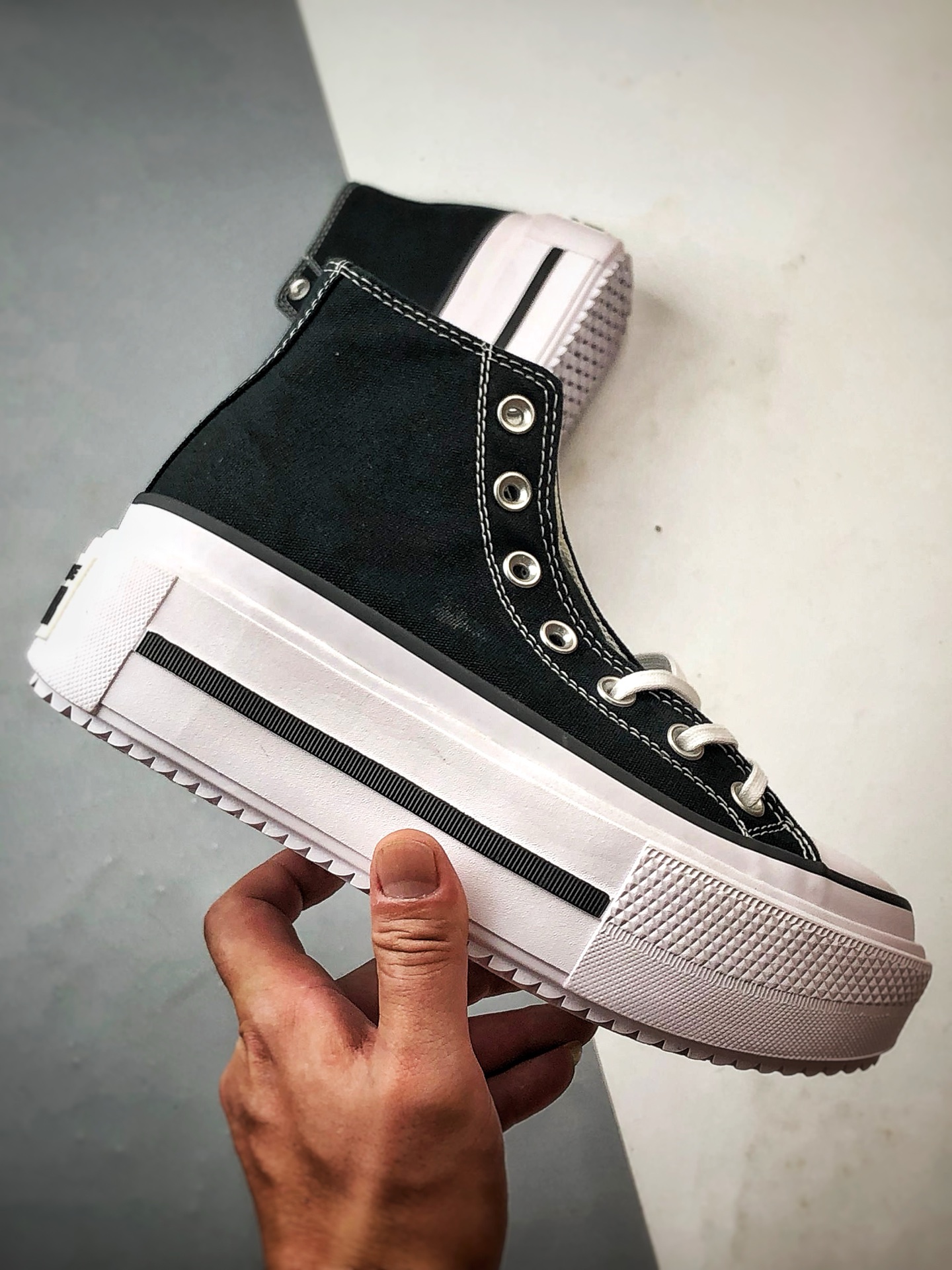 Converse All Star Lift PLATFORM Double Stack 黑色 匡威官方新款 厚底增高休闲帆布鞋 A12975C-莆田鞋,莆田鞋货源,高仿鞋,高仿鞋货源,安福档口,莆田高仿鞋,莆田鞋批发,高仿鞋批发,莆田高仿运动鞋,高仿运动鞋,莆田运动鞋 Converse All Star Lift PLATFORM Double Stack 黑色 匡威官方新款 厚底增高休闲帆布鞋 A12975C