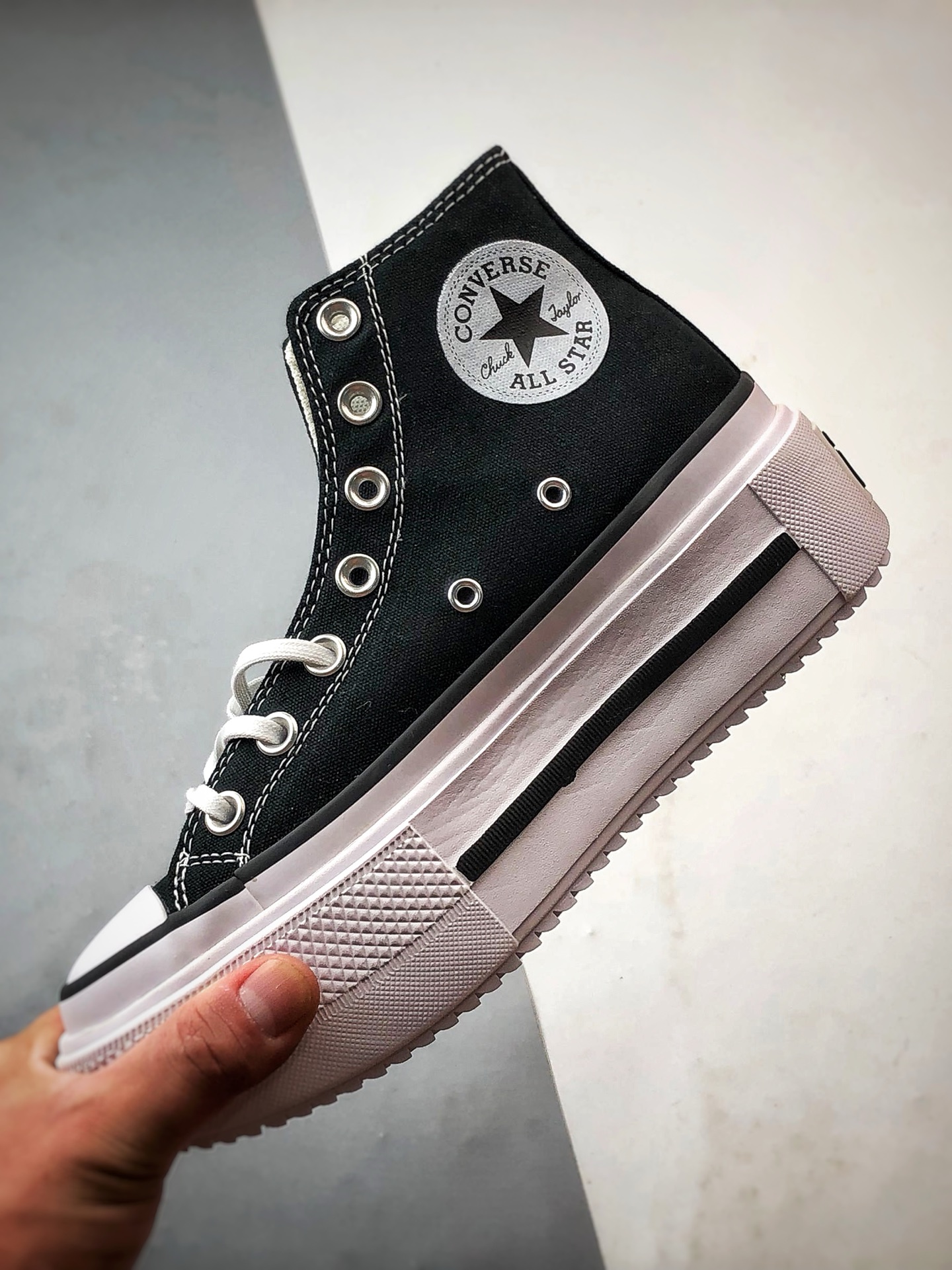 Converse All Star Lift PLATFORM Double Stack 黑色 匡威官方新款 厚底增高休闲帆布鞋 A12975C-莆田鞋,莆田鞋货源,高仿鞋,高仿鞋货源,安福档口,莆田高仿鞋,莆田鞋批发,高仿鞋批发,莆田高仿运动鞋,高仿运动鞋,莆田运动鞋 Converse All Star Lift PLATFORM Double Stack 黑色 匡威官方新款 厚底增高休闲帆布鞋 A12975C