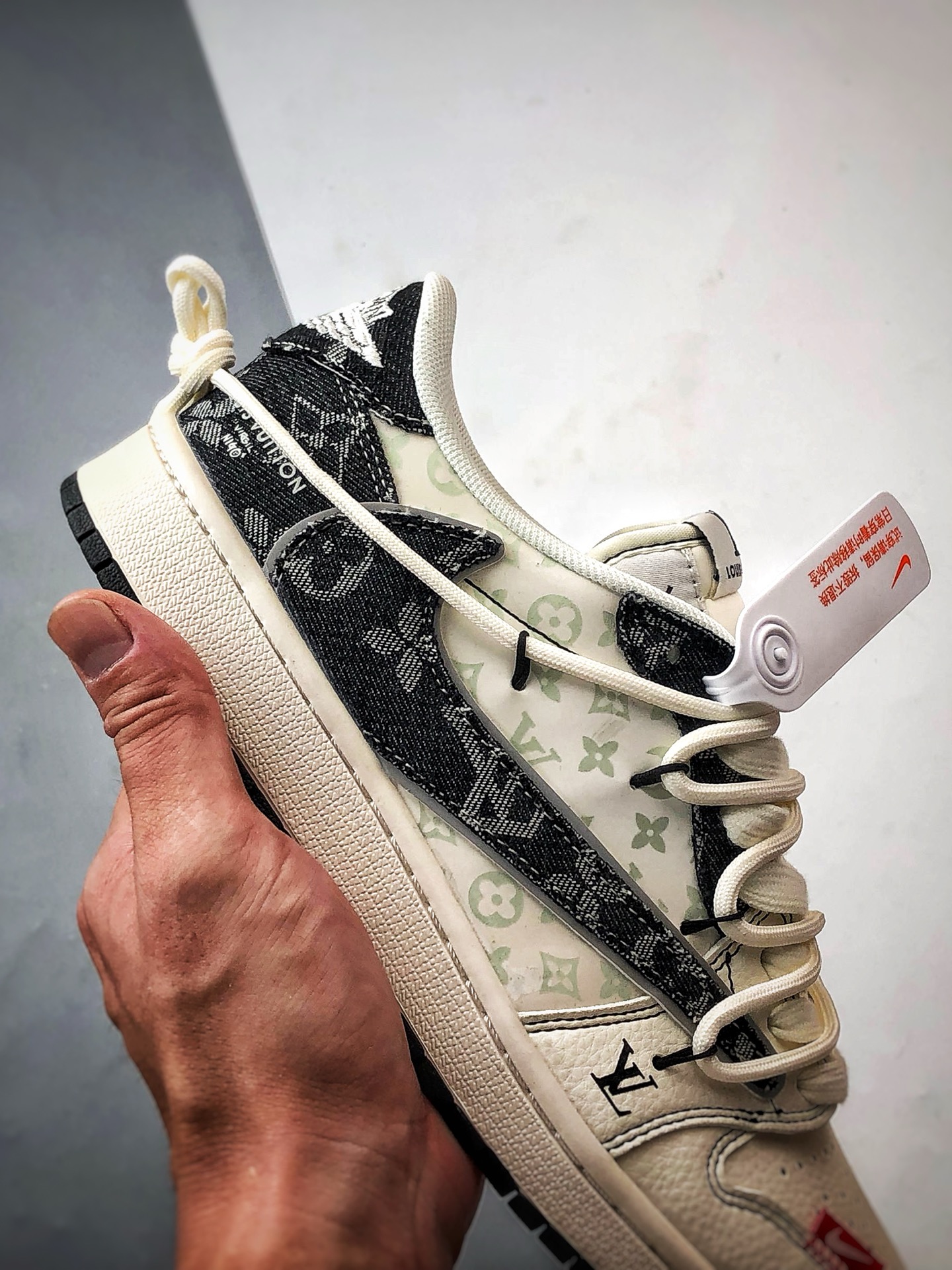 310 Air Jordan 1 Low OG ”高端定制” LV白黑印花牛仔解构 YX5066-388