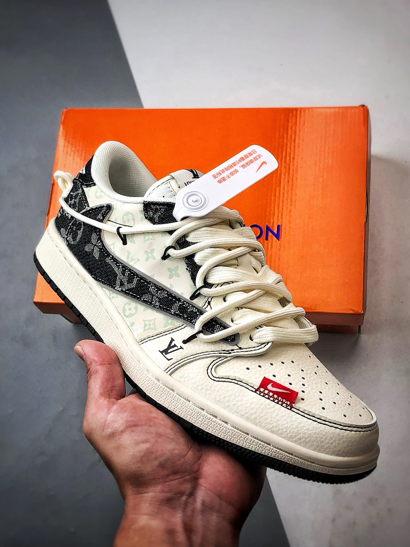 310 Air Jordan 1 Low OG ”高端定制” LV白黑印花牛仔解构 YX5066-388