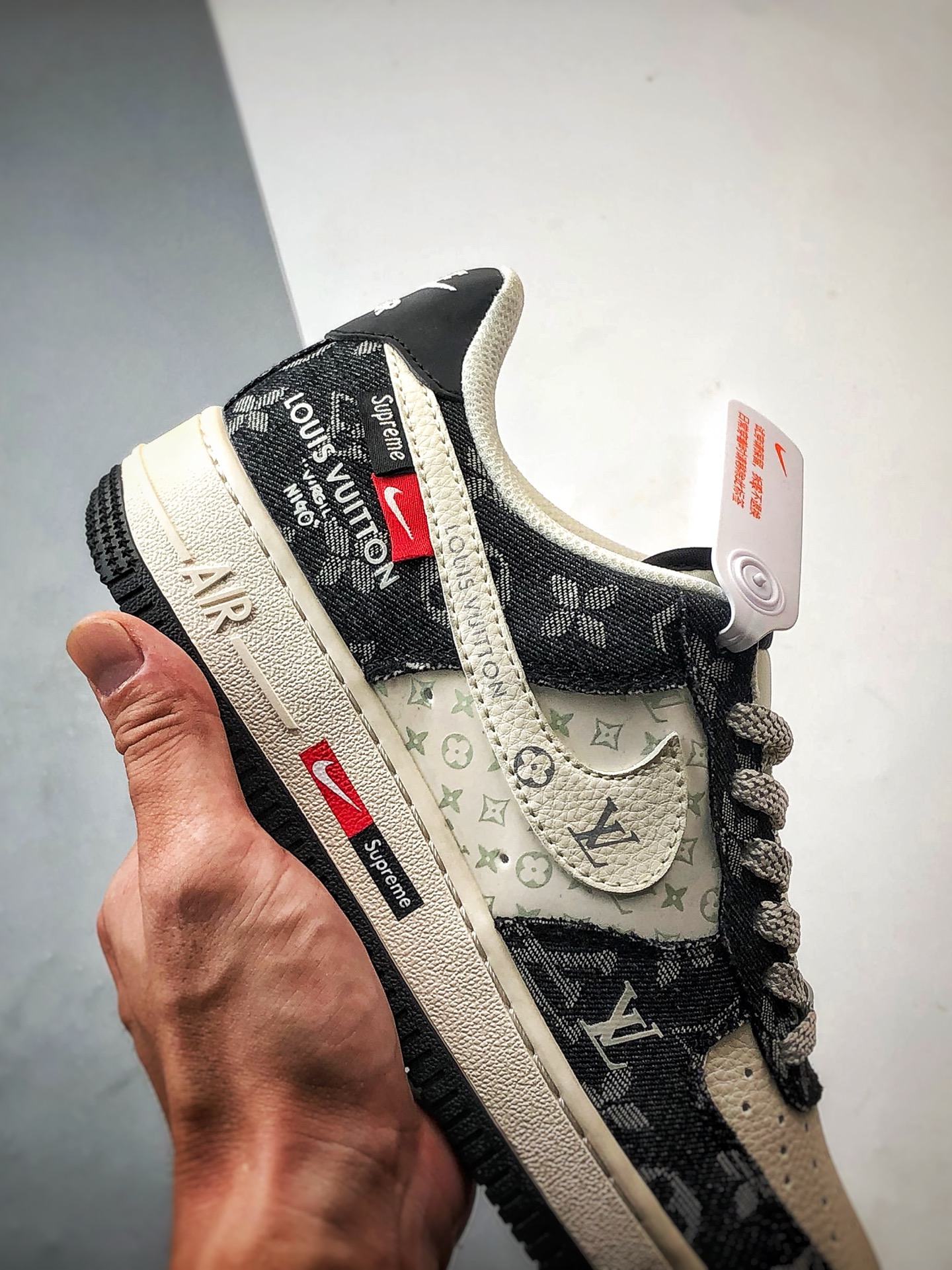 LV x Air Force 1 Low 白黑印花牛仔 MZ9588-802-莆田鞋,莆田鞋货源,高仿鞋,高仿鞋货源,安福档口,莆田高仿鞋,莆田鞋批发,高仿鞋批发,莆田高仿运动鞋,高仿运动鞋,莆田运动鞋 LV x Air Force 1 Low 白黑印花牛仔 MZ9588-802