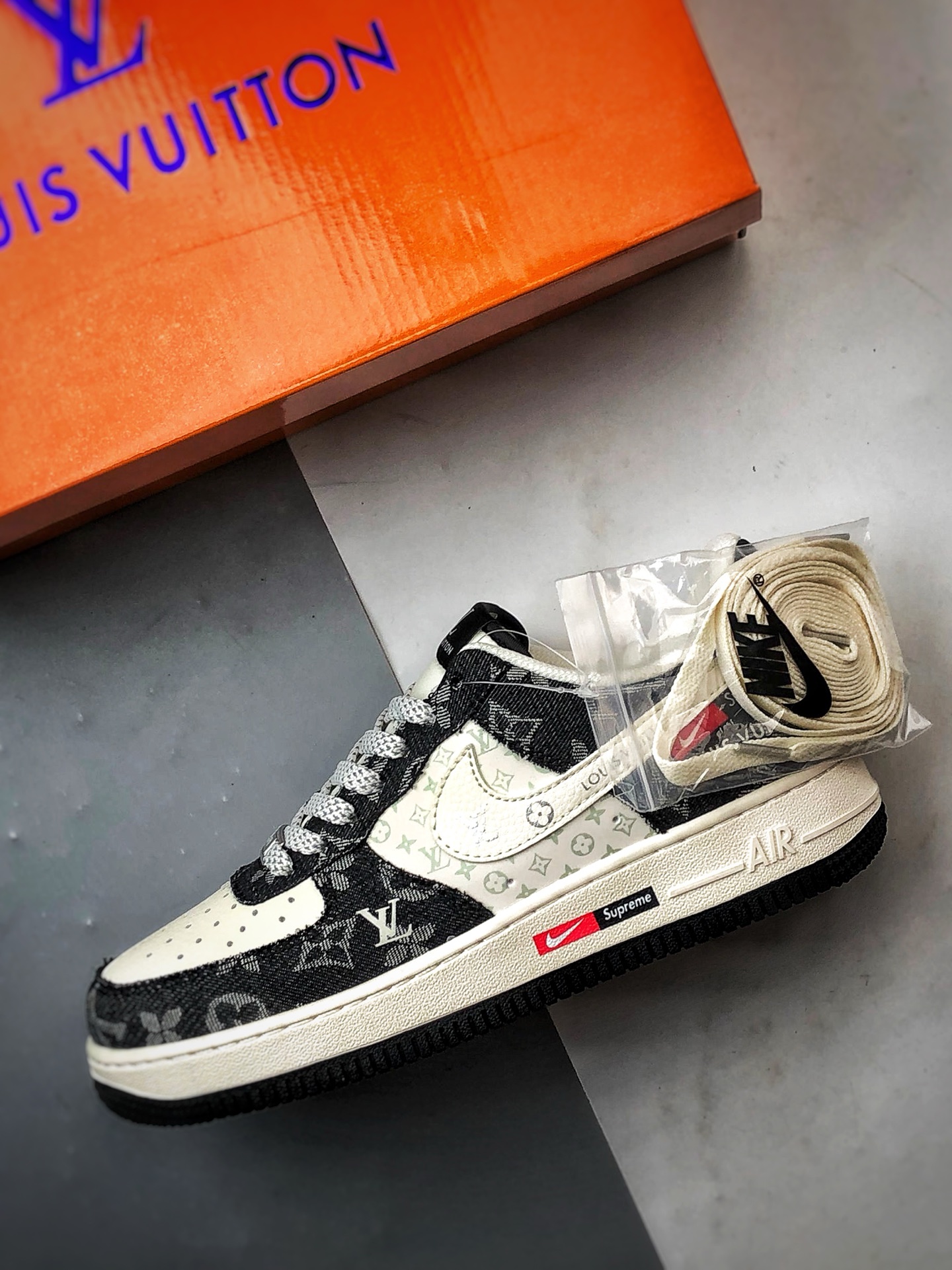 LV x Air Force 1 Low 白黑印花牛仔 MZ9588-802-莆田鞋,莆田鞋货源,高仿鞋,高仿鞋货源,安福档口,莆田高仿鞋,莆田鞋批发,高仿鞋批发,莆田高仿运动鞋,高仿运动鞋,莆田运动鞋 LV x Air Force 1 Low 白黑印花牛仔 MZ9588-802