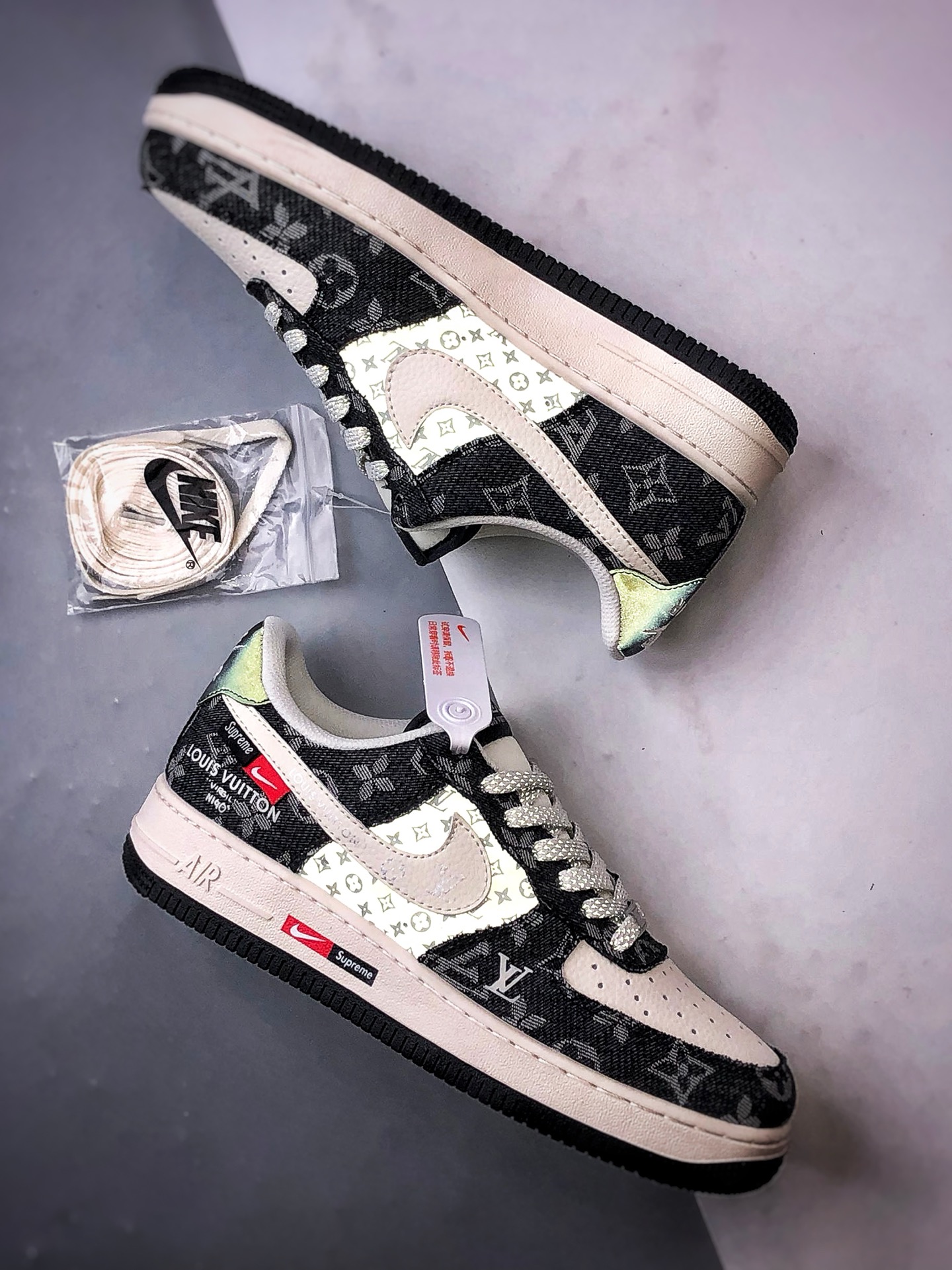LV x Air Force 1 Low 白黑印花牛仔 MZ9588-802-莆田鞋,莆田鞋货源,高仿鞋,高仿鞋货源,安福档口,莆田高仿鞋,莆田鞋批发,高仿鞋批发,莆田高仿运动鞋,高仿运动鞋,莆田运动鞋 LV x Air Force 1 Low 白黑印花牛仔 MZ9588-802