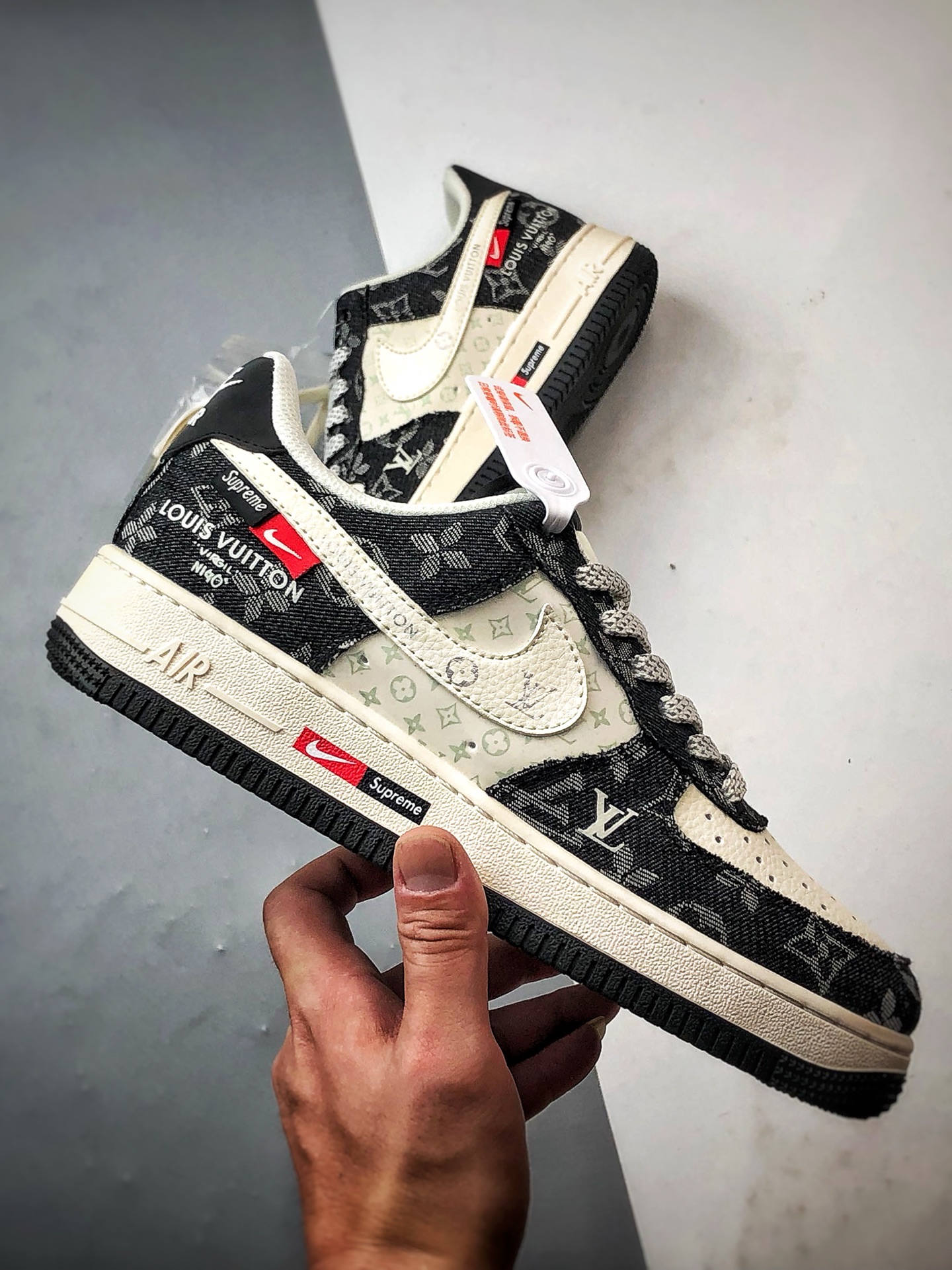 LV x Air Force 1 Low 白黑印花牛仔 MZ9588-802-莆田鞋,莆田鞋货源,高仿鞋,高仿鞋货源,安福档口,莆田高仿鞋,莆田鞋批发,高仿鞋批发,莆田高仿运动鞋,高仿运动鞋,莆田运动鞋 LV x Air Force 1 Low 白黑印花牛仔 MZ9588-802